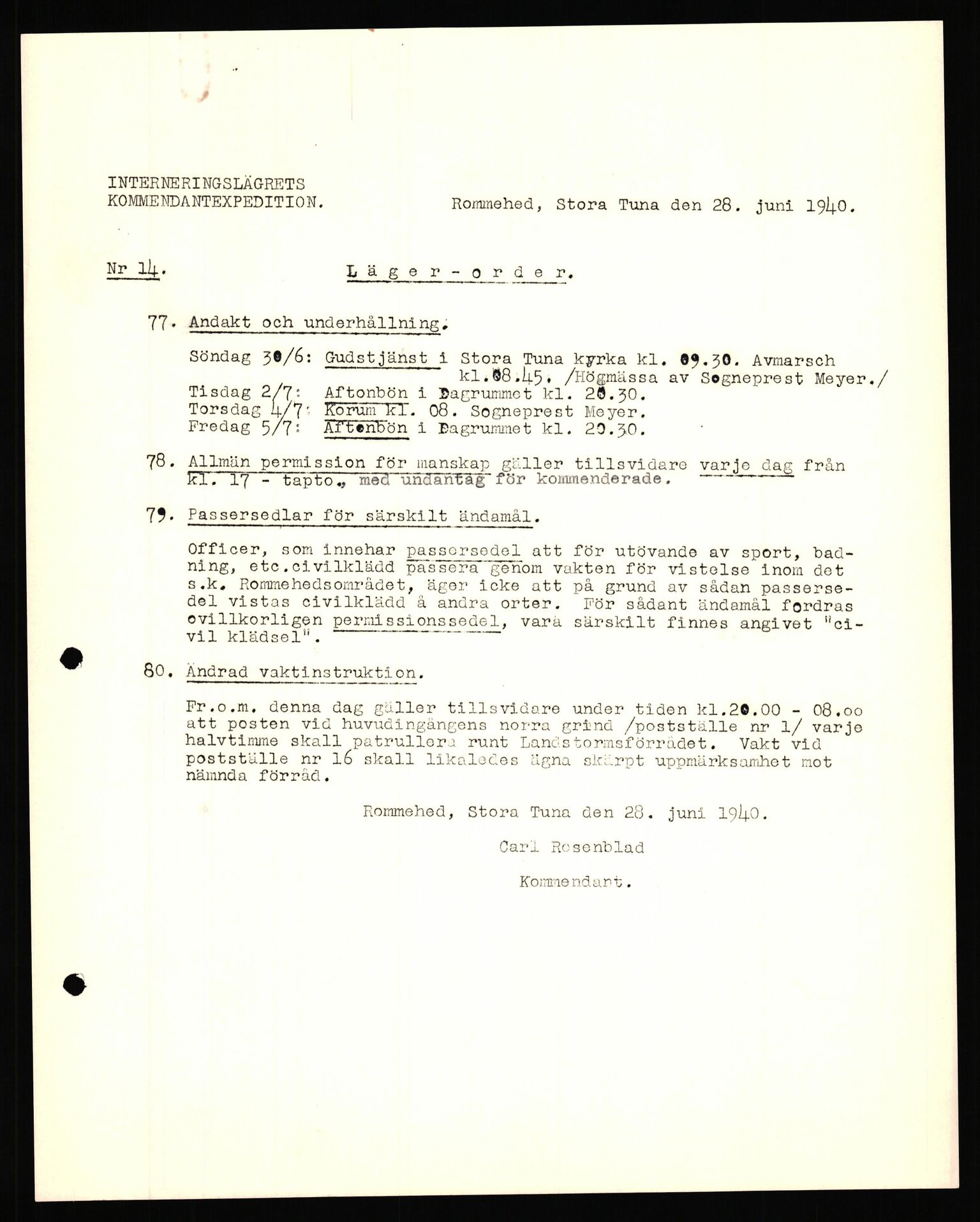 Forsvaret, Forsvarets krigshistoriske avdeling, AV/RA-RAFA-2017/Y/Yf/L0205: II-C-11-2110 - Norske internert i Sverige 1940, 1940, p. 6