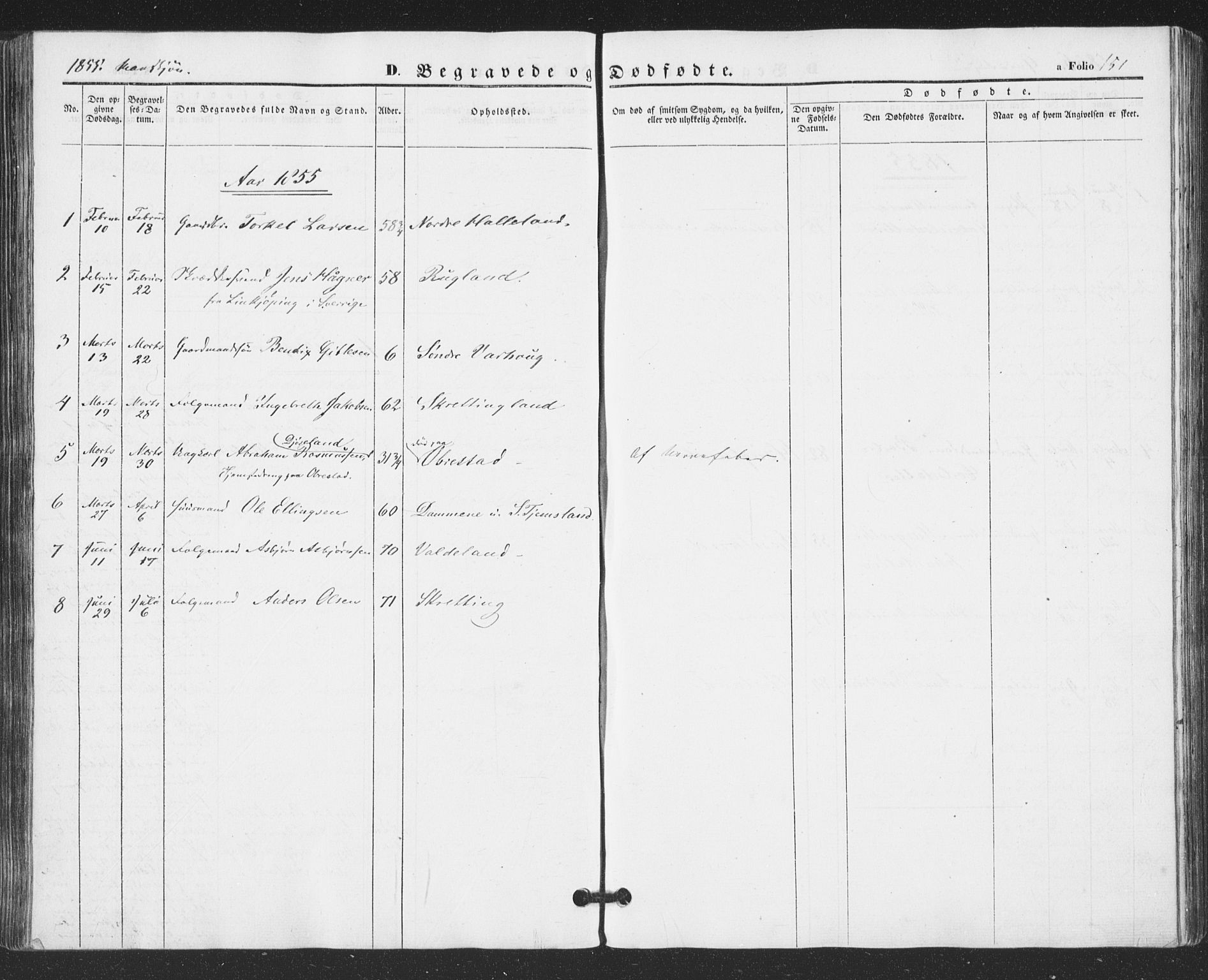 Hå sokneprestkontor, AV/SAST-A-101801/001/30BA/L0007: Parish register (official) no. A 6, 1842-1855, p. 151