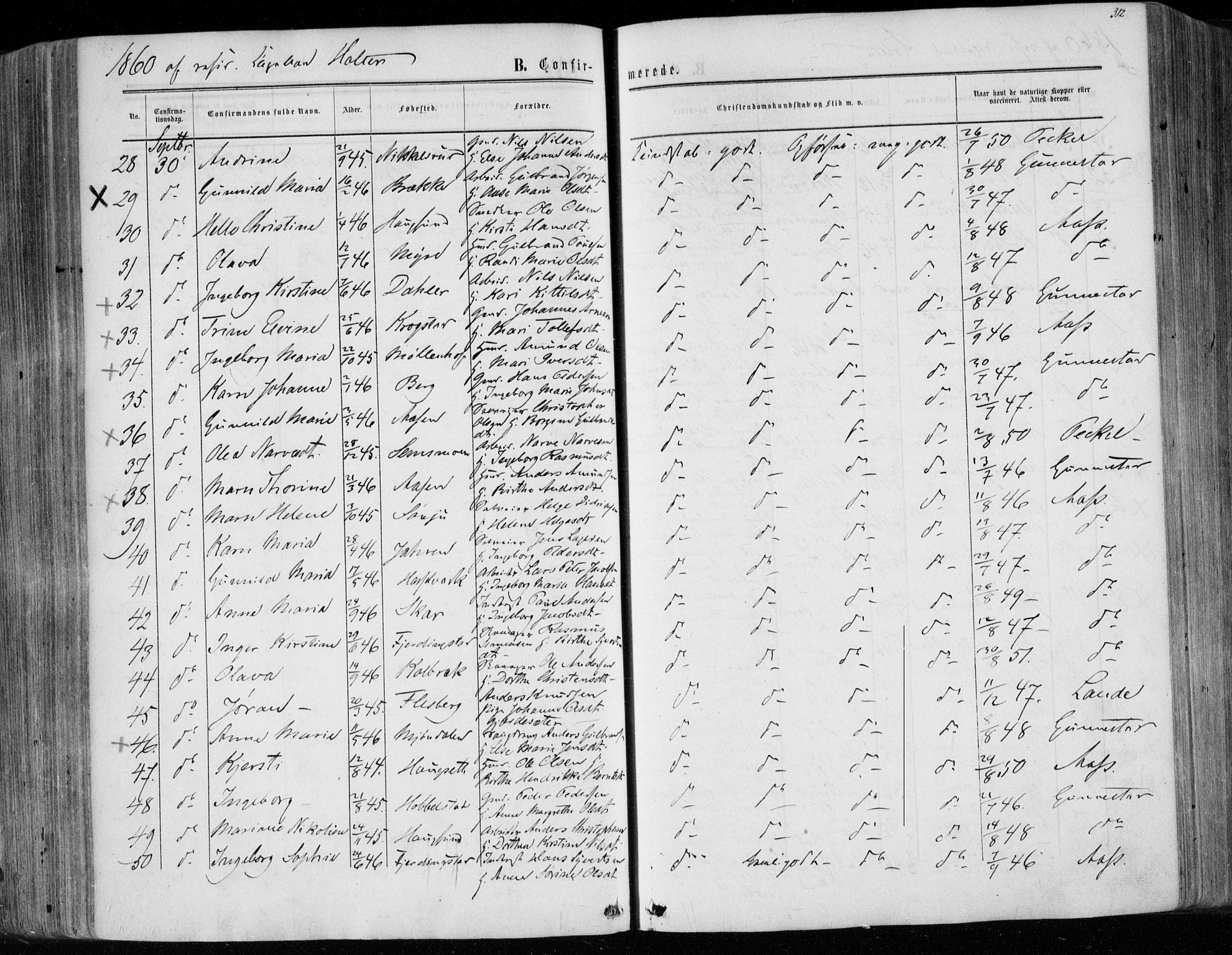 Eiker kirkebøker, AV/SAKO-A-4/F/Fa/L0016: Parish register (official) no. I 16, 1860-1868, p. 312