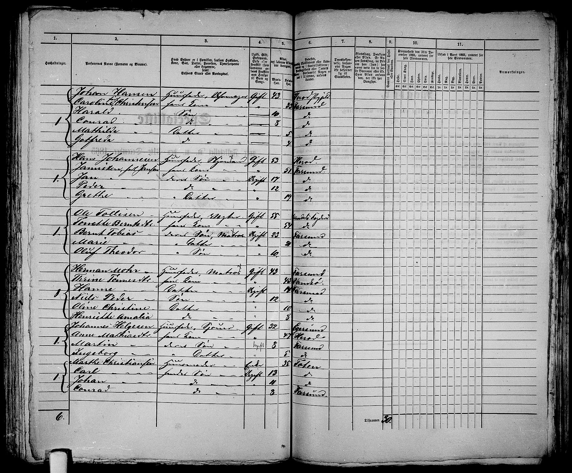 RA, 1865 census for Vanse/Farsund, 1865, p. 289