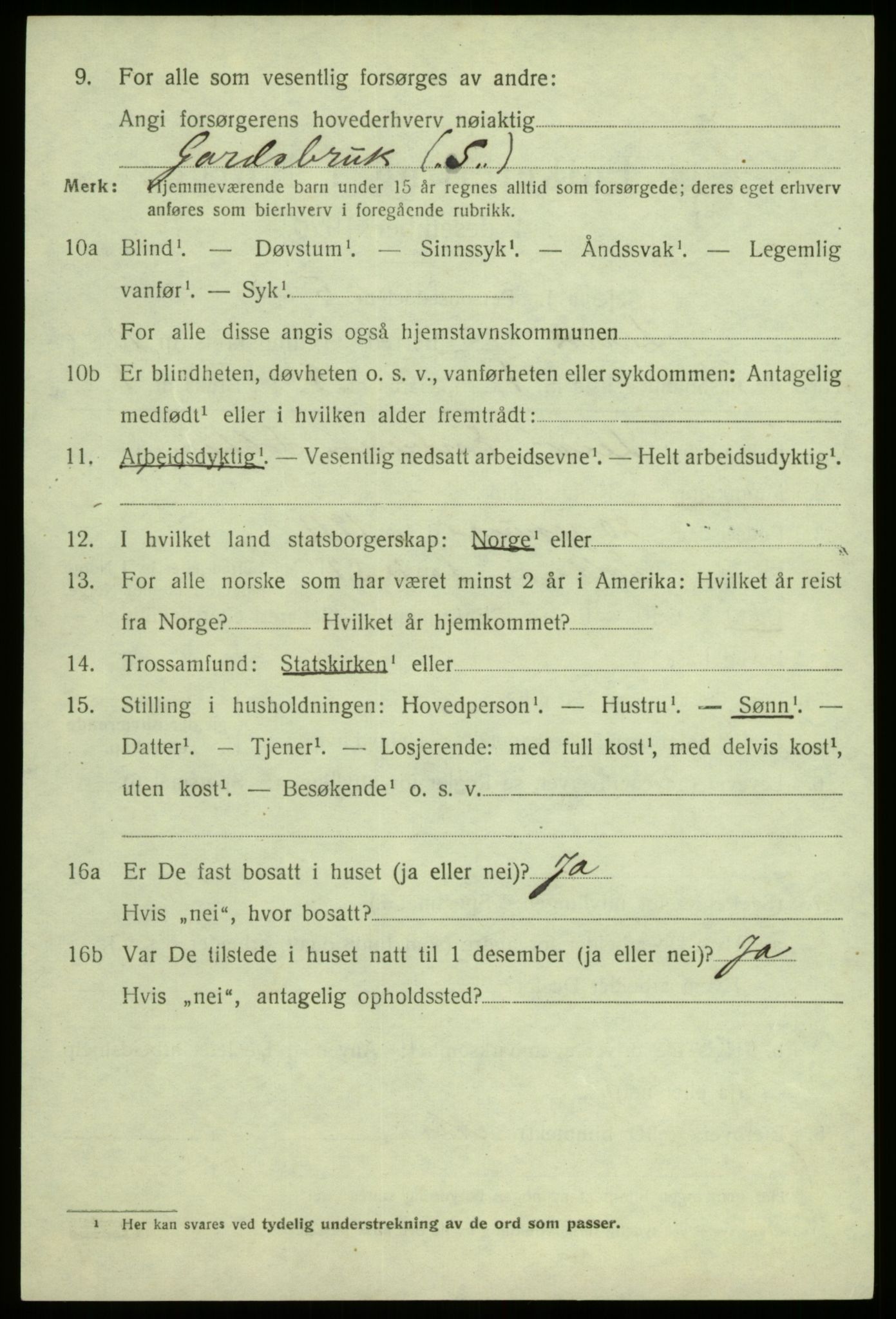 SAB, 1920 census for Lavik, 1920, p. 2273