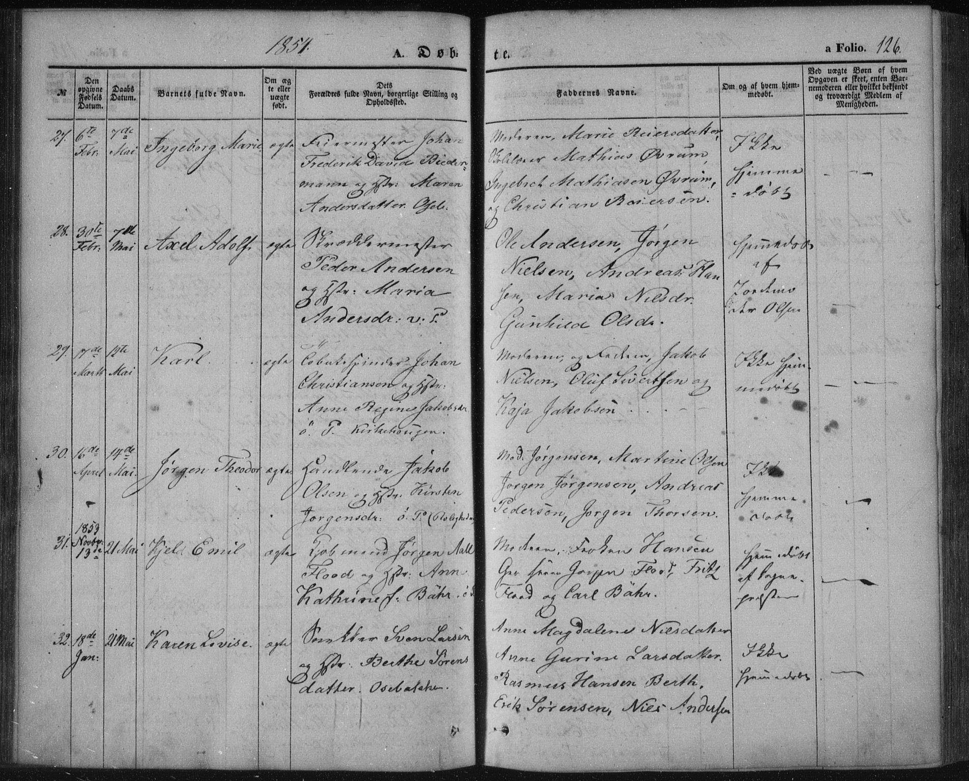 Porsgrunn kirkebøker , AV/SAKO-A-104/F/Fa/L0006: Parish register (official) no. 6, 1841-1857, p. 126