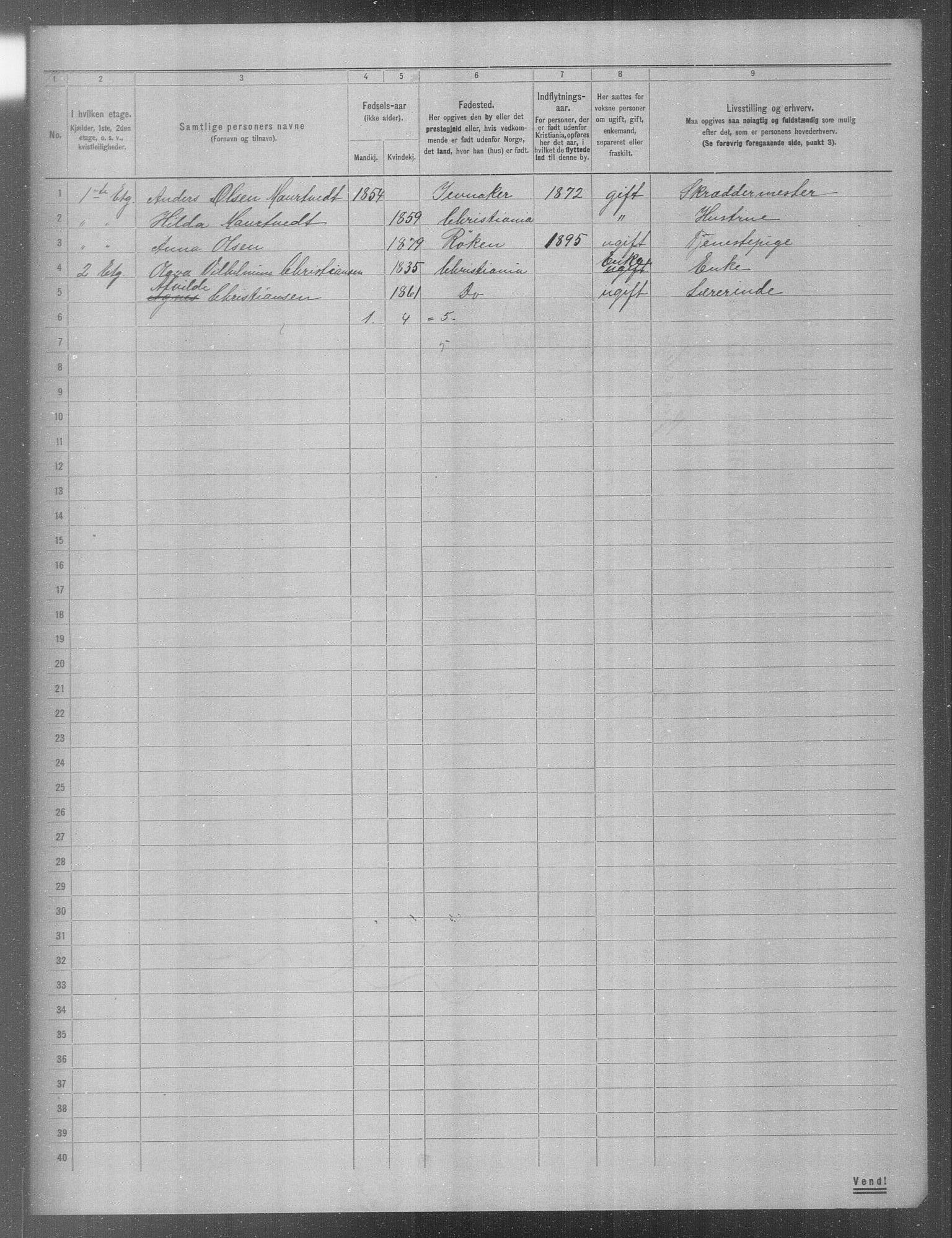 OBA, Municipal Census 1904 for Kristiania, 1904, p. 994