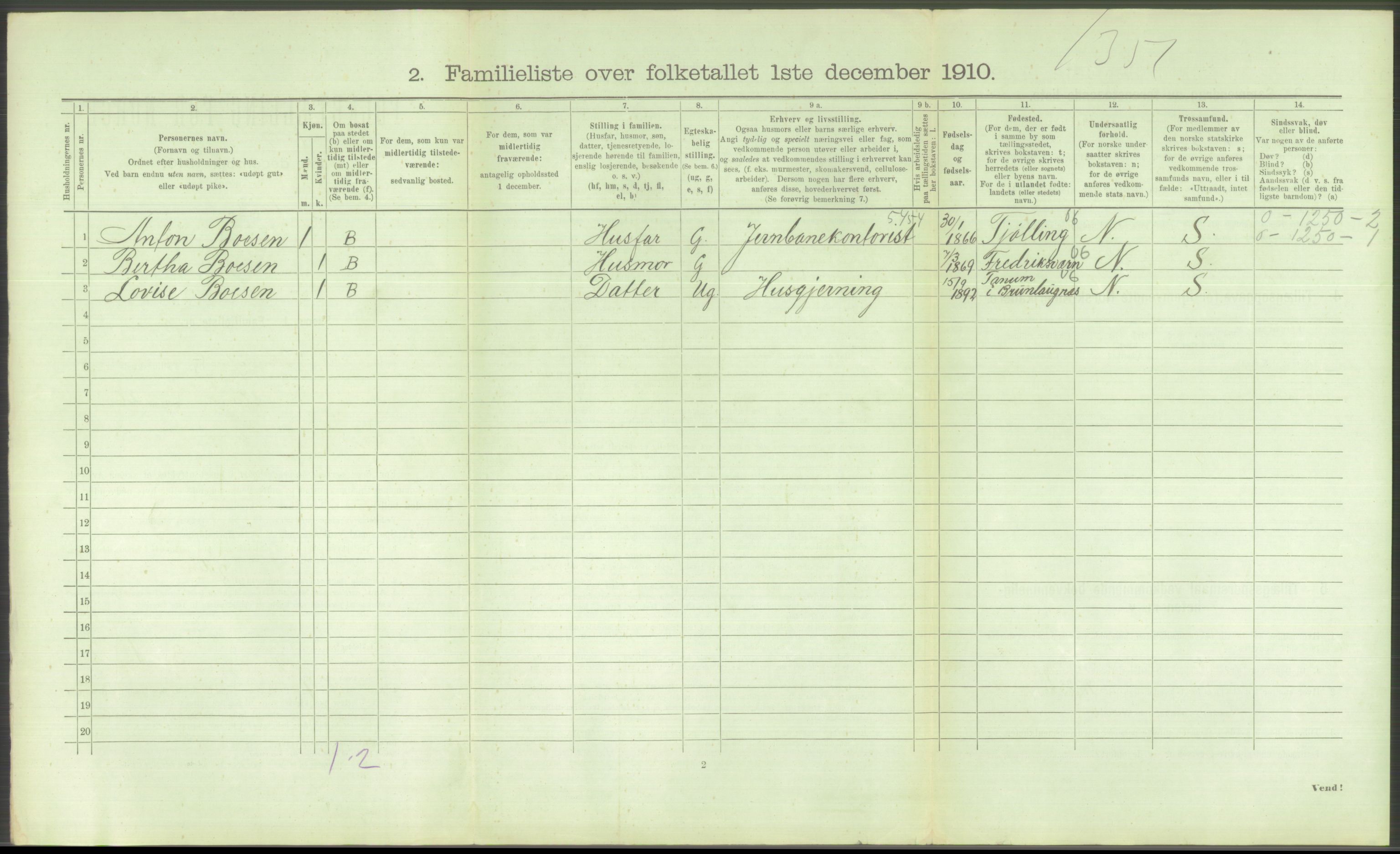 RA, 1910 census for Hønefoss, 1910