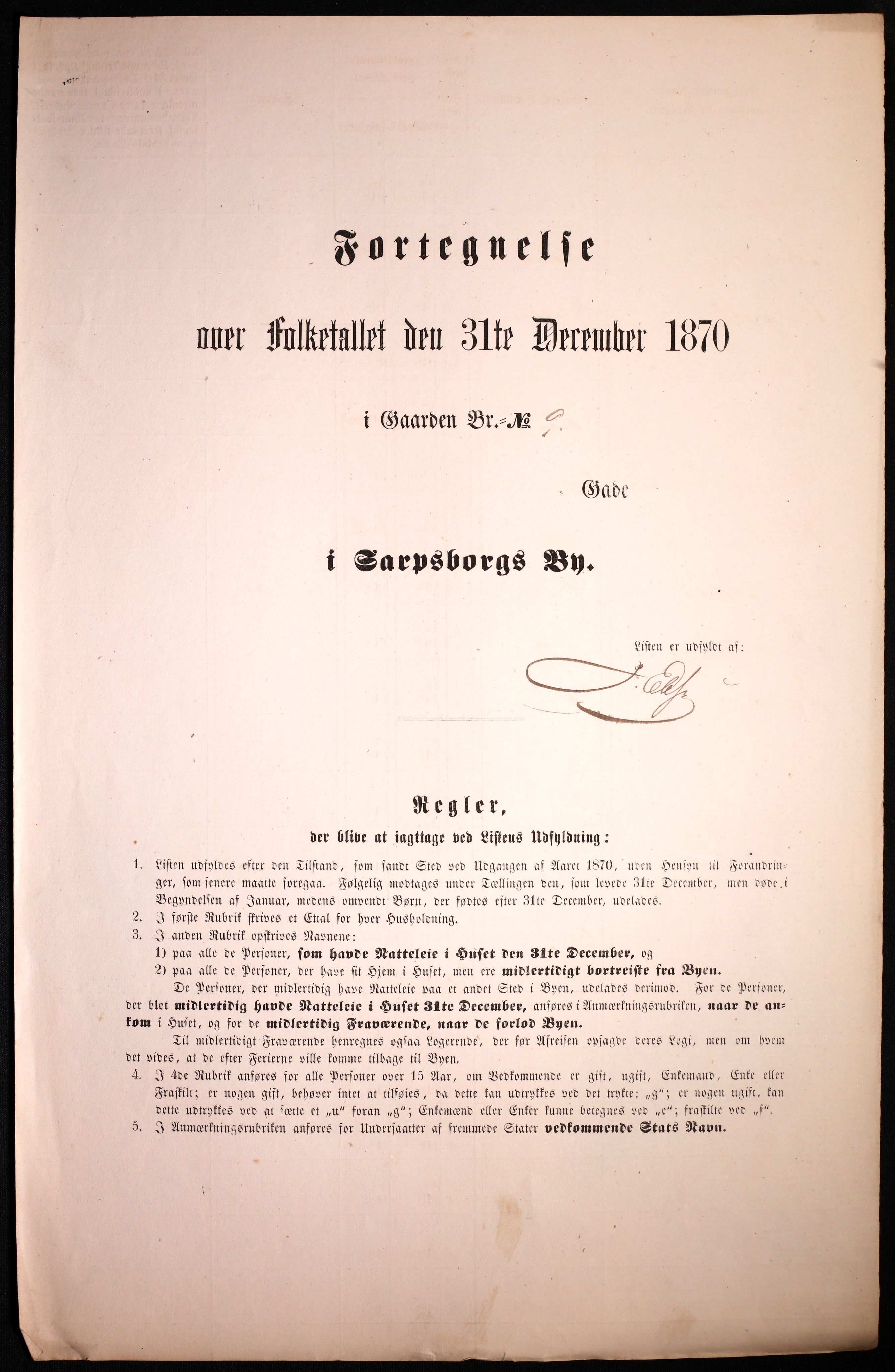 RA, 1870 census for 0102 Sarpsborg, 1870, p. 397