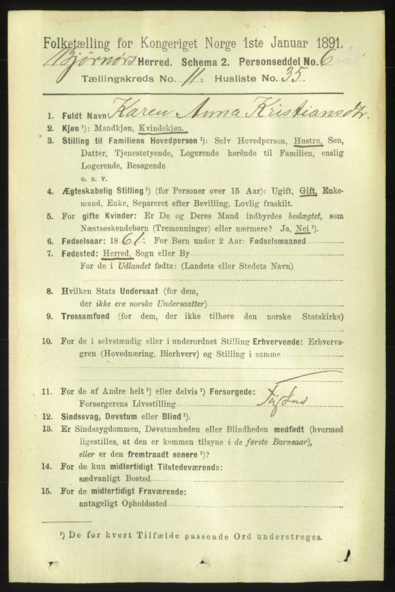 RA, 1891 census for 1632 Bjørnør, 1891, p. 4906