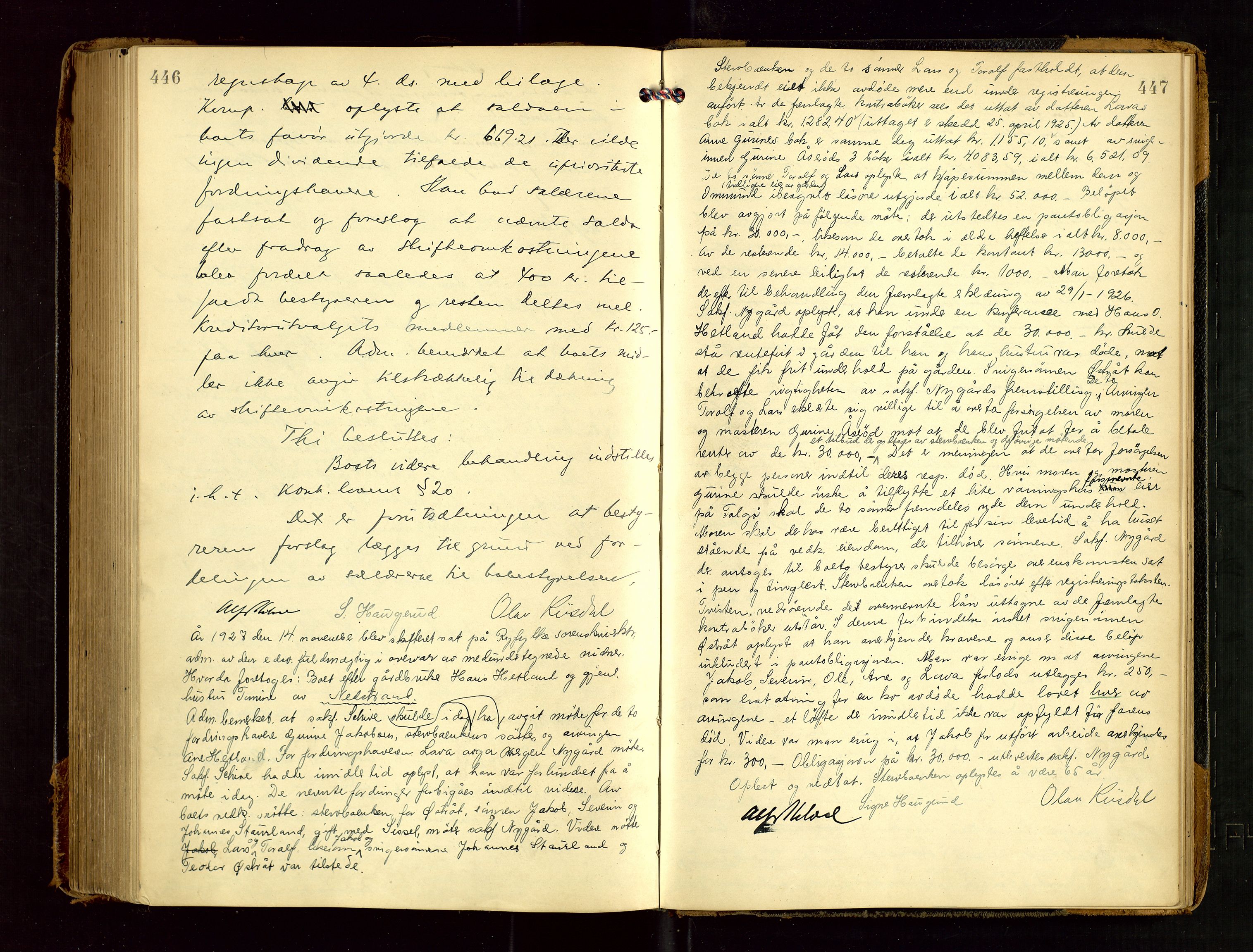 Ryfylke tingrett, AV/SAST-A-100055/001/IV/IVF/L0015: Skifteforhandlingsprotokoll, 1910-1928, p. 446-447