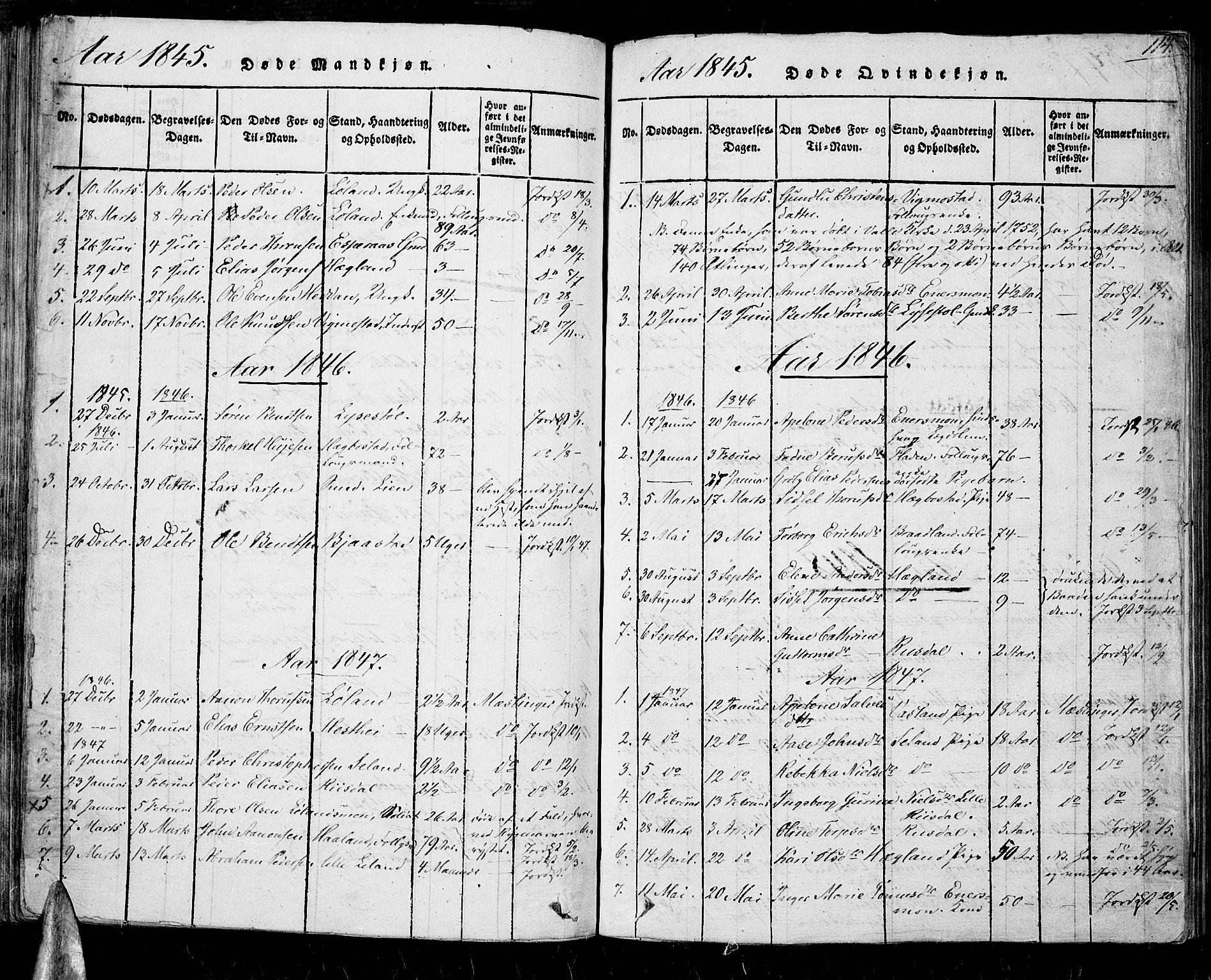 Nord-Audnedal sokneprestkontor, SAK/1111-0032/F/Fa/Fab/L0001: Parish register (official) no. A 1, 1816-1858, p. 114