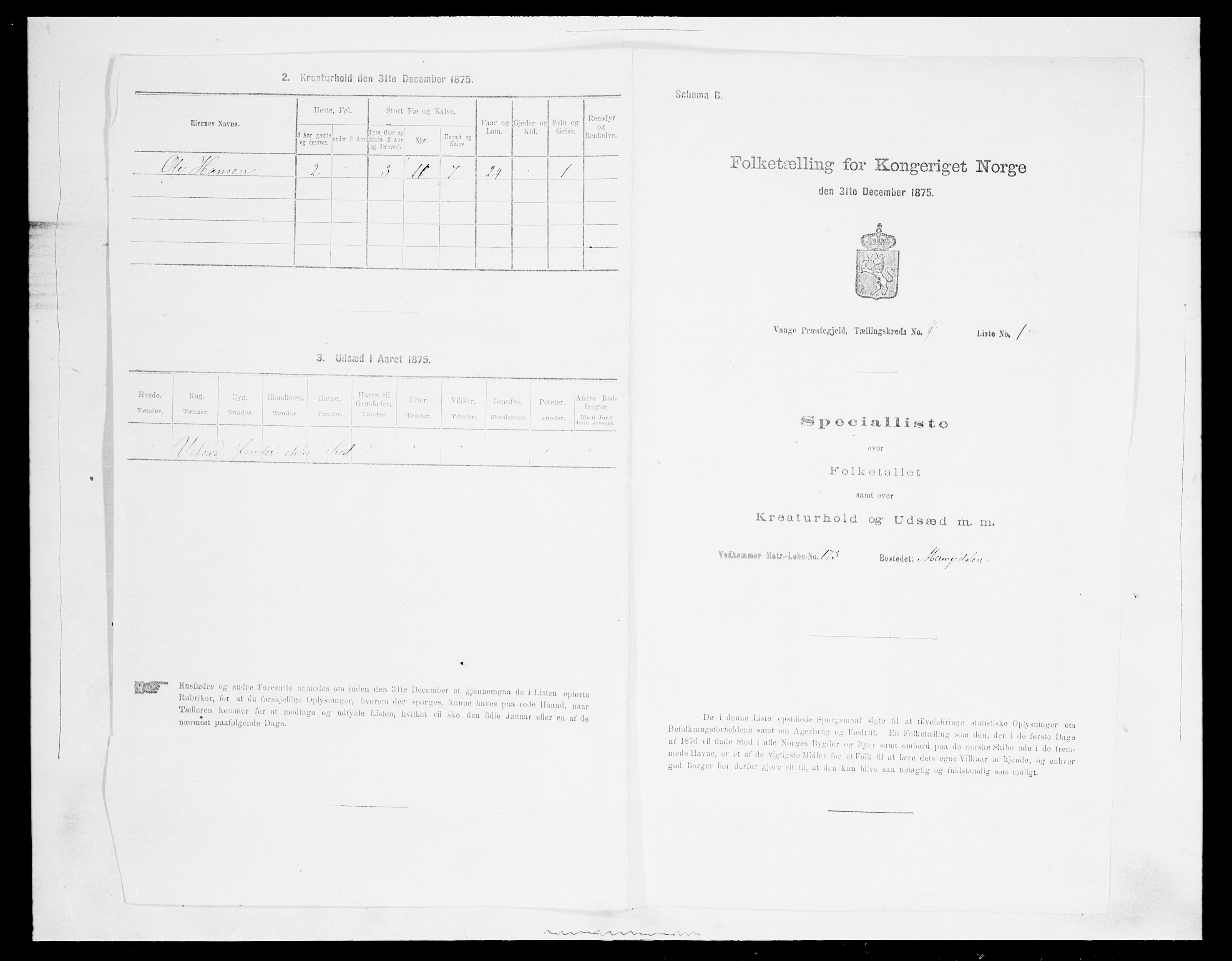 SAH, 1875 census for 0515P Vågå, 1875, p. 1257