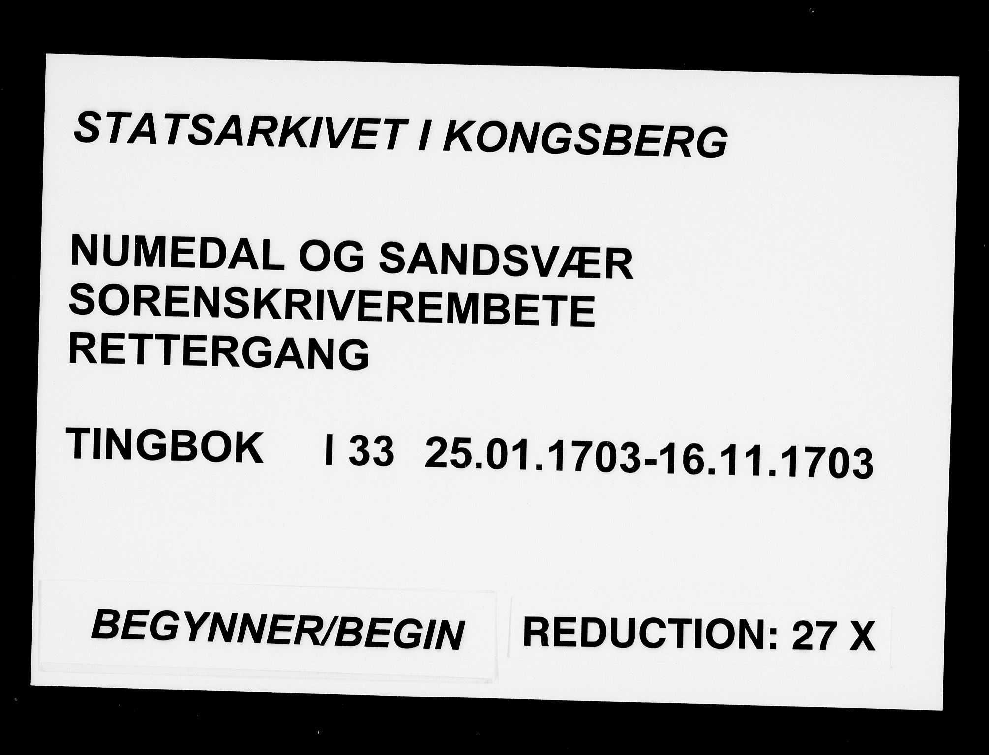 Numedal og Sandsvær sorenskriveri, SAKO/A-128/F/Fa/Faa/L0033: Tingbøker, 1703
