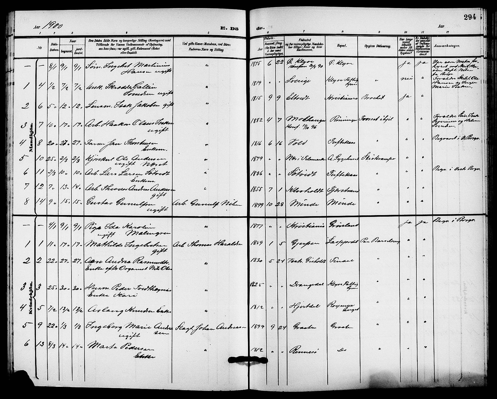 Solum kirkebøker, AV/SAKO-A-306/G/Ga/L0008: Parish register (copy) no. I 8, 1898-1909, p. 294