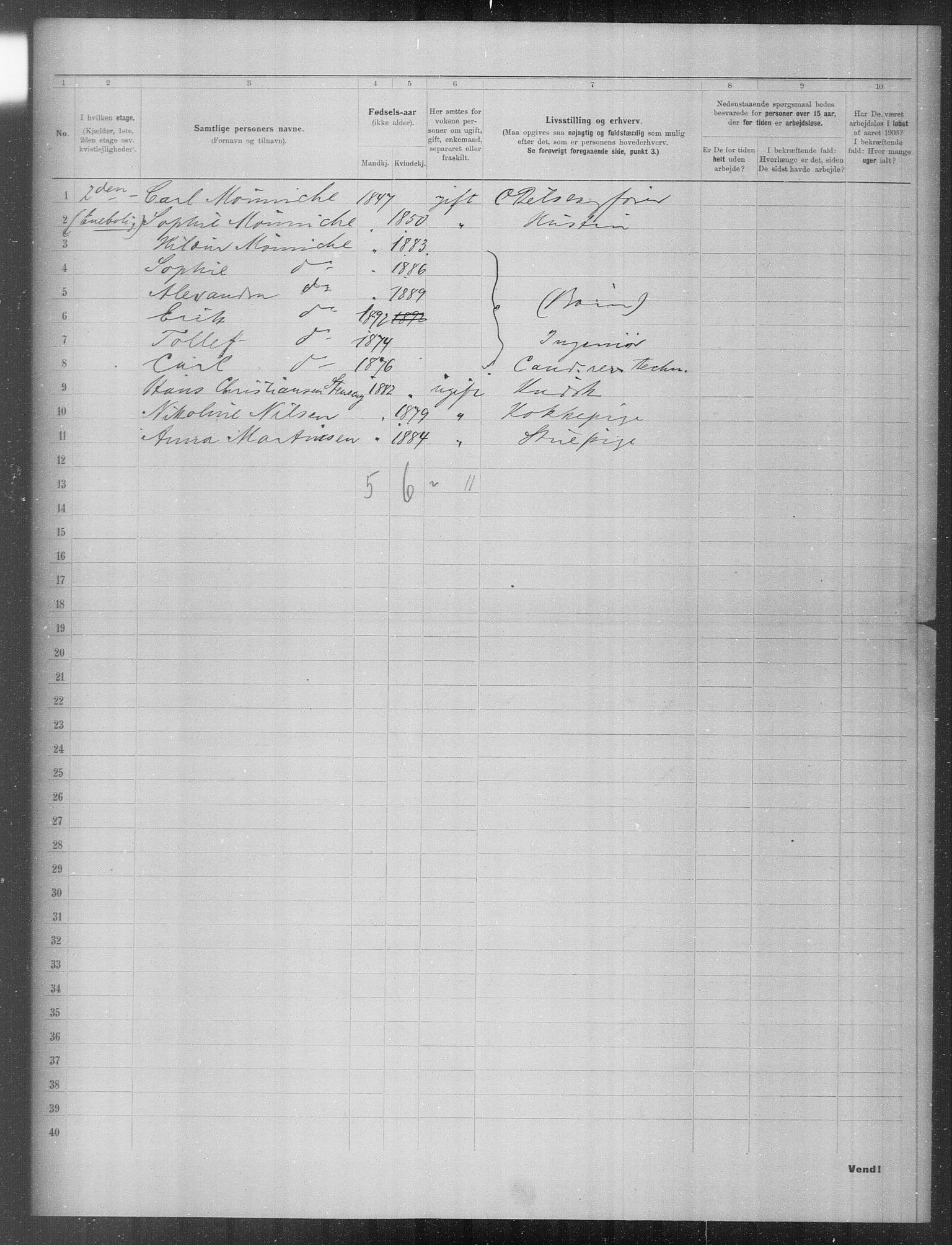 OBA, Municipal Census 1903 for Kristiania, 1903, p. 21111