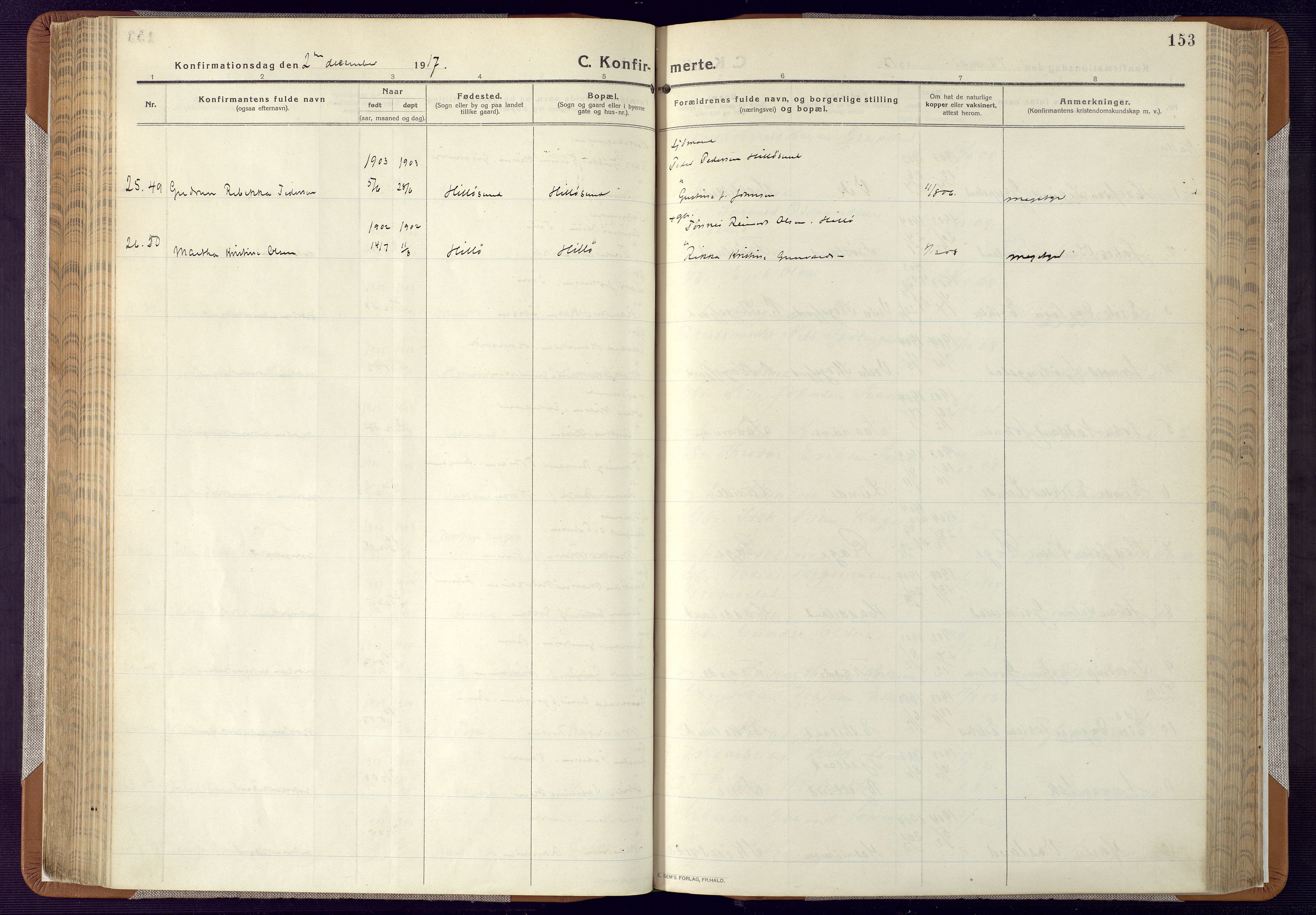 Mandal sokneprestkontor, AV/SAK-1111-0030/F/Fa/Faa/L0022: Parish register (official) no. A 22, 1913-1925, p. 153