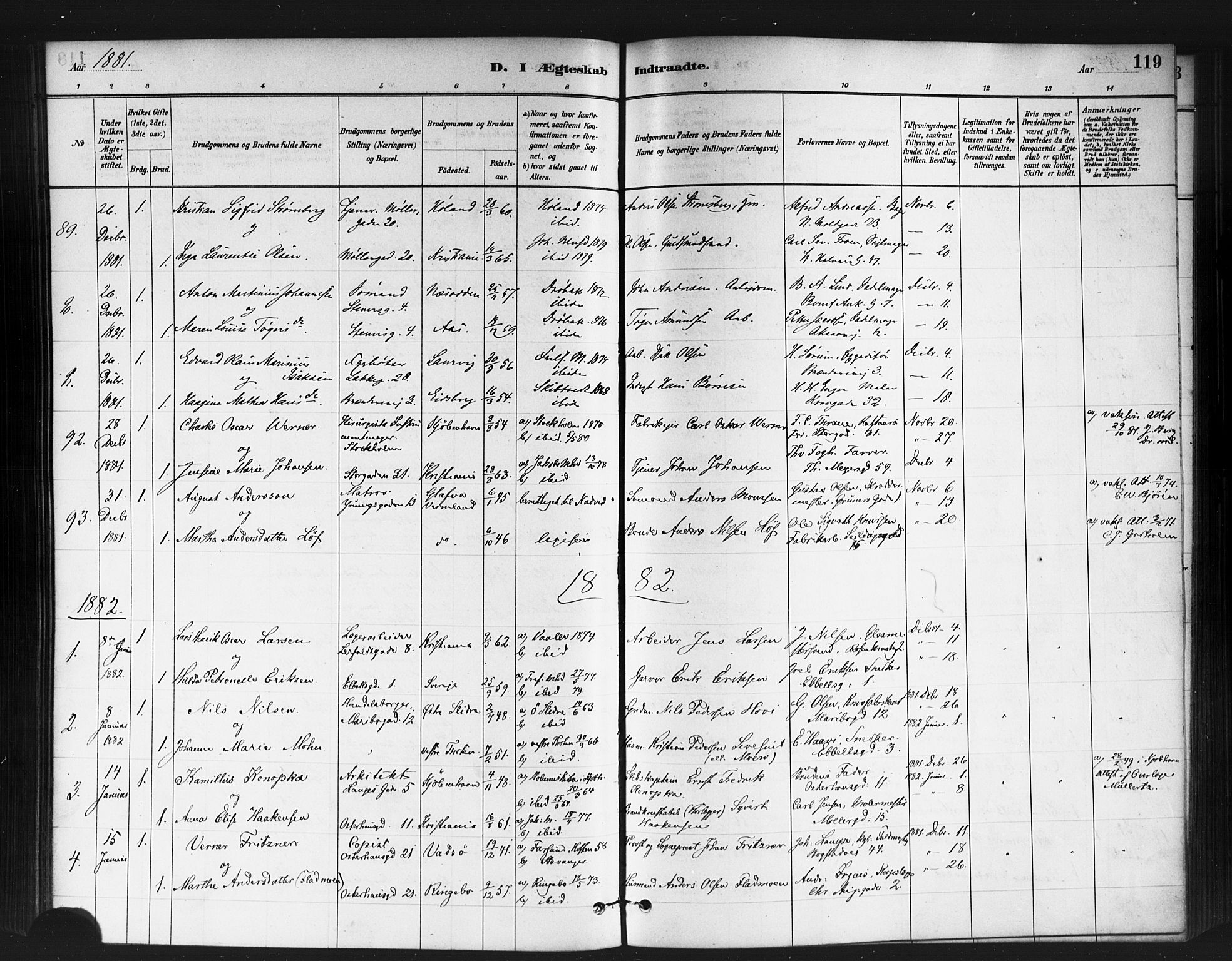 Jakob prestekontor Kirkebøker, SAO/A-10850/F/Fa/L0004: Parish register (official) no. 4, 1880-1894, p. 119
