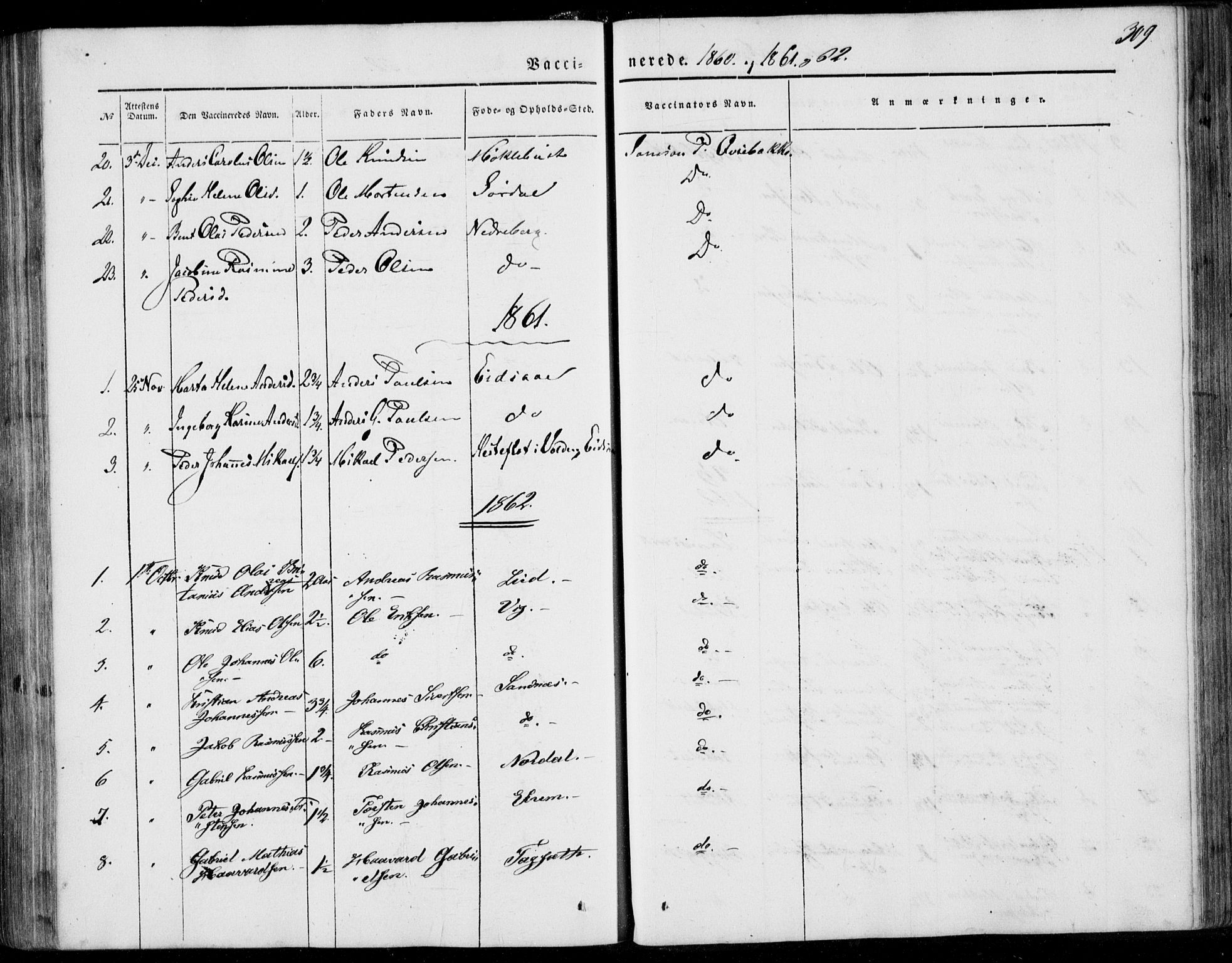Ministerialprotokoller, klokkerbøker og fødselsregistre - Møre og Romsdal, SAT/A-1454/502/L0023: Parish register (official) no. 502A01, 1844-1873, p. 309