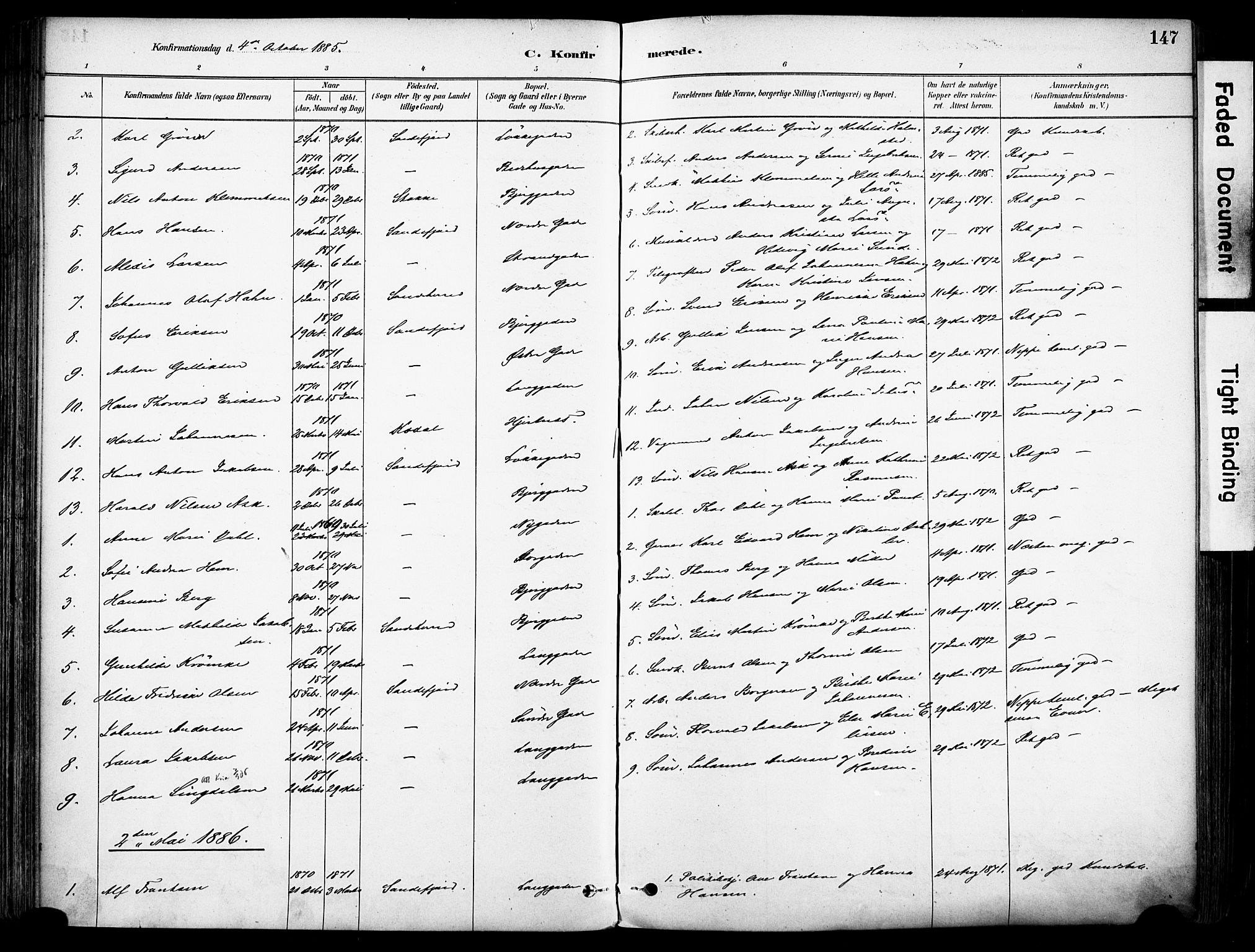 Sandefjord kirkebøker, SAKO/A-315/F/Fa/L0002: Parish register (official) no. 2, 1880-1894, p. 147