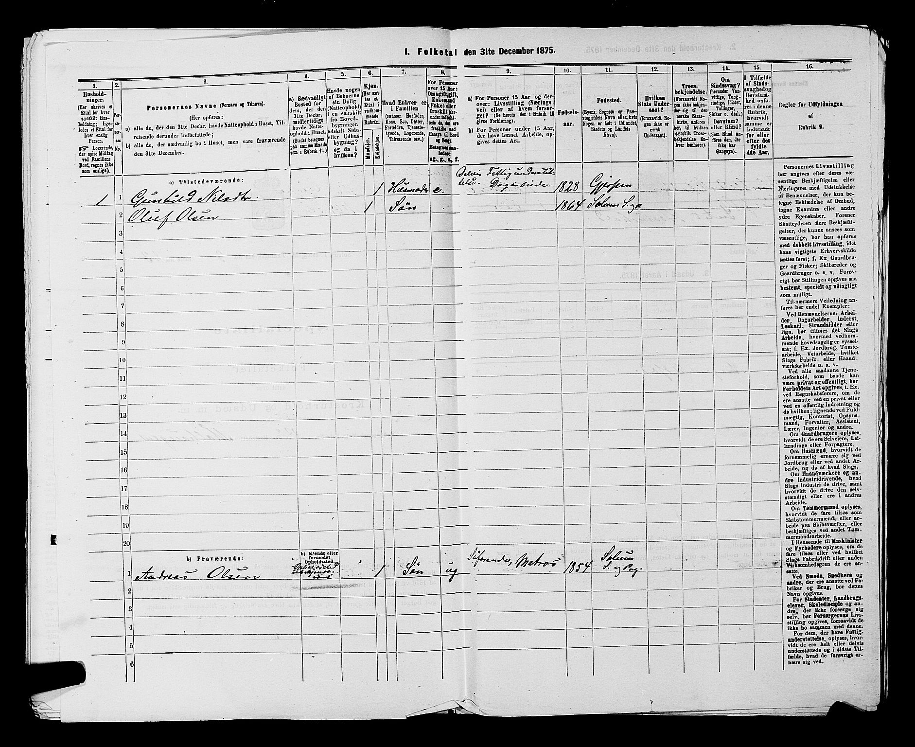 SAKO, 1875 census for 0818P Solum, 1875, p. 641