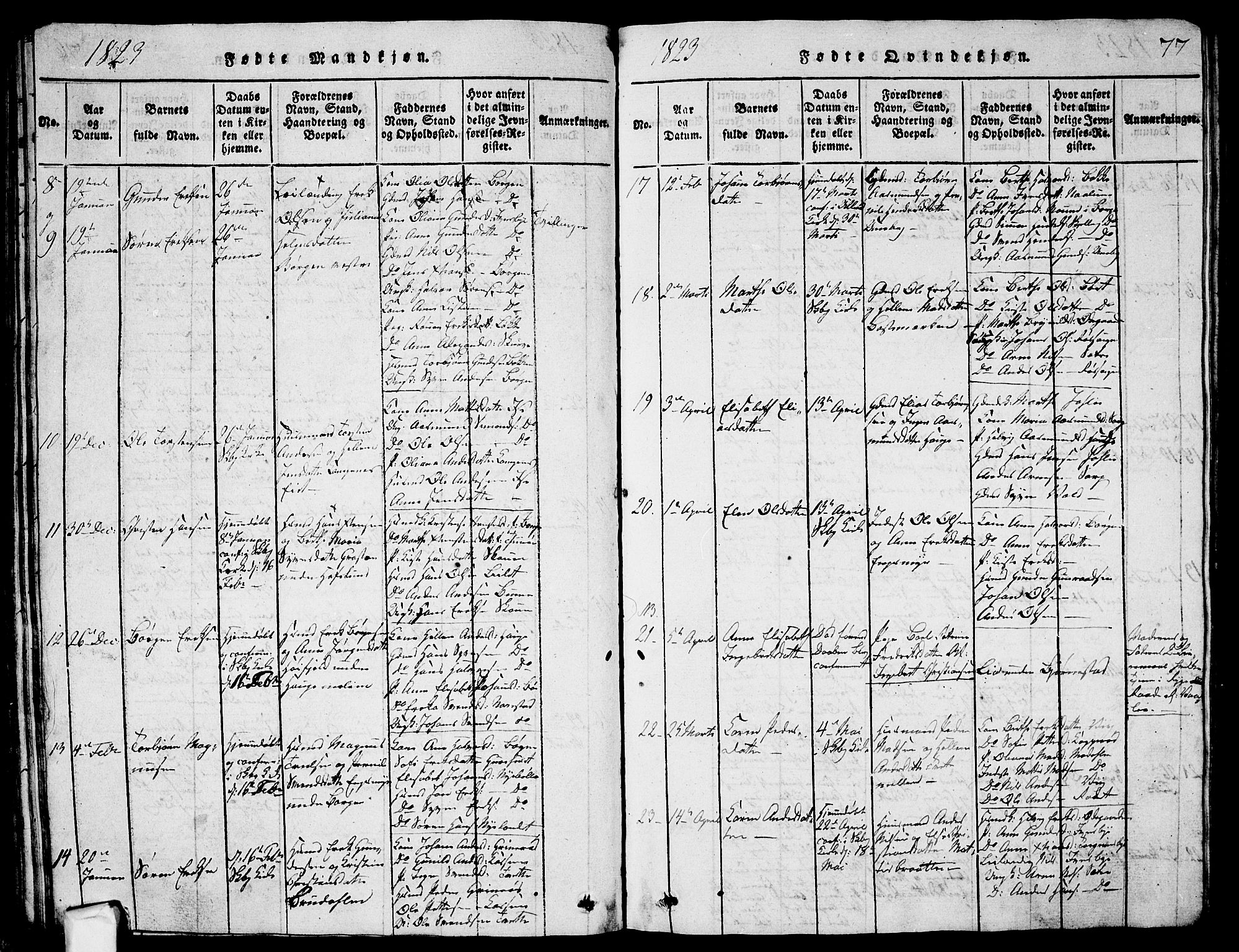 Skjeberg prestekontor Kirkebøker, SAO/A-10923/G/Ga/L0001: Parish register (copy) no. I 1, 1815-1830, p. 77