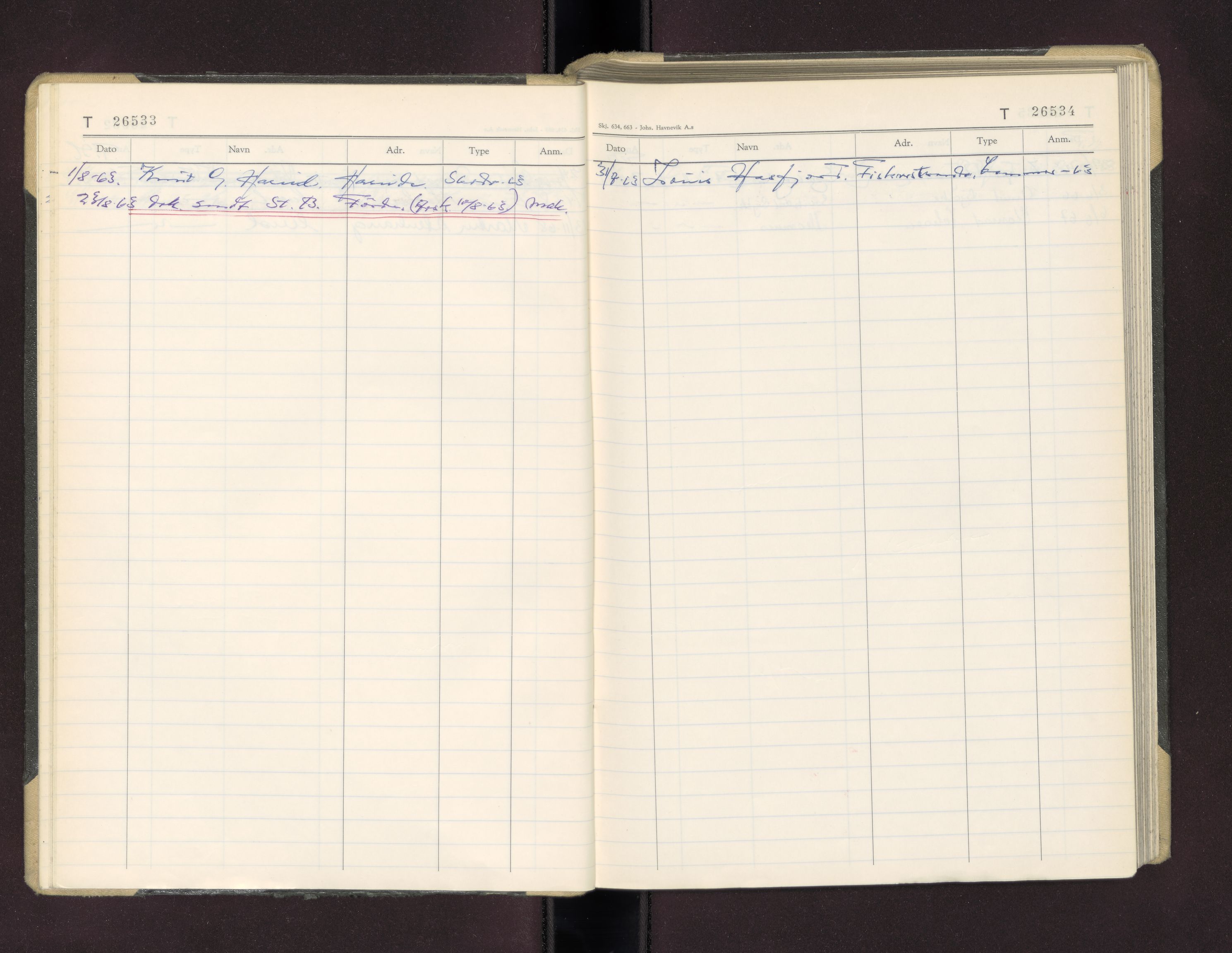 Møre og Romsdal vegkontor - Ålesund trafikkstasjon, AV/SAT-A-4099/F/Fc/L0026: Bilregister; T 26500 - T 26999, 1960-1970