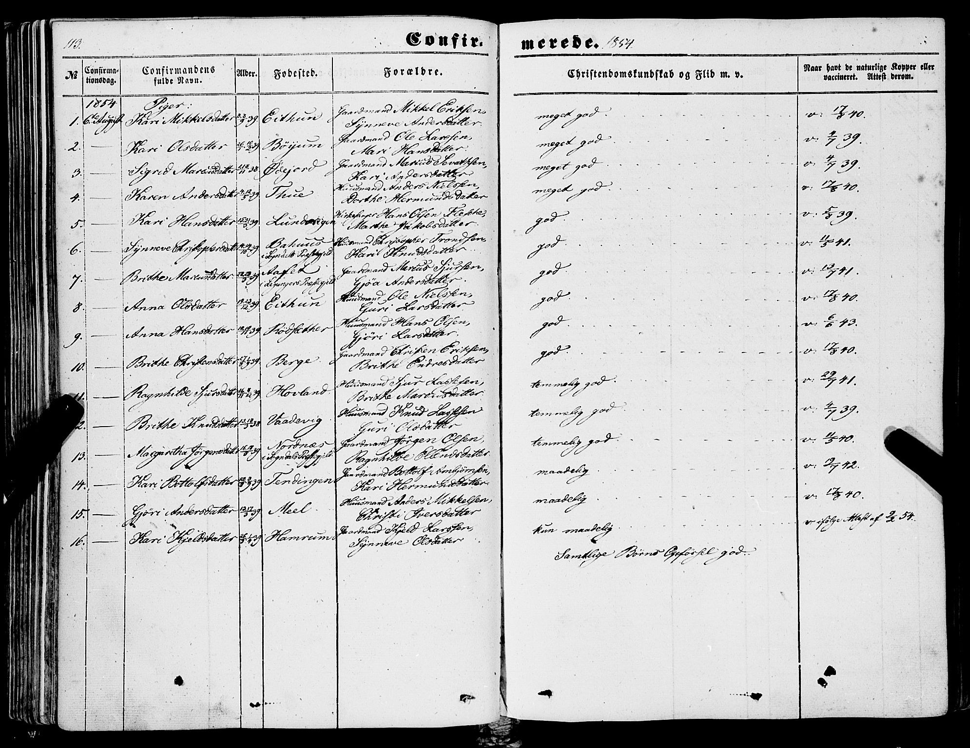 Balestrand sokneprestembete, AV/SAB-A-79601/H/Haa/Haaa/L0002: Parish register (official) no. A 2, 1847-1866, p. 113