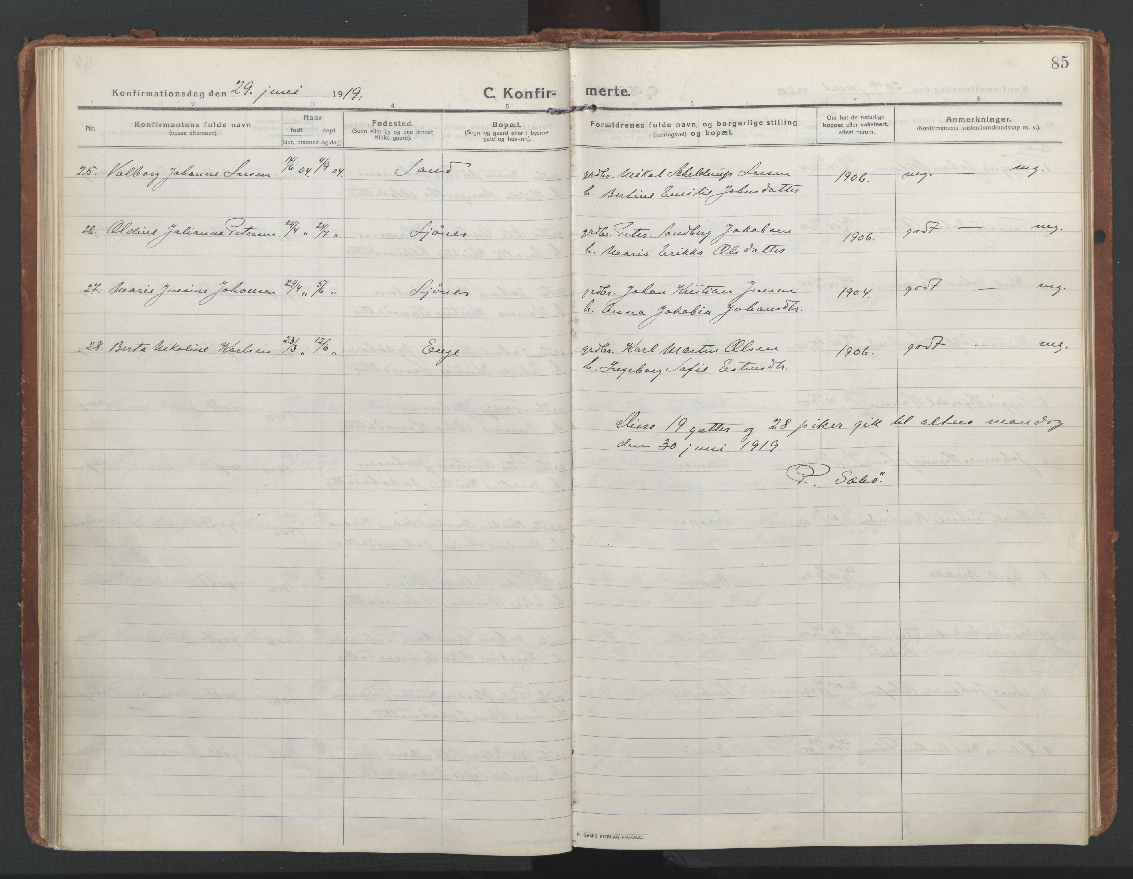 Ministerialprotokoller, klokkerbøker og fødselsregistre - Nordland, AV/SAT-A-1459/852/L0748: Parish register (official) no. 852A18, 1913-1932, p. 85