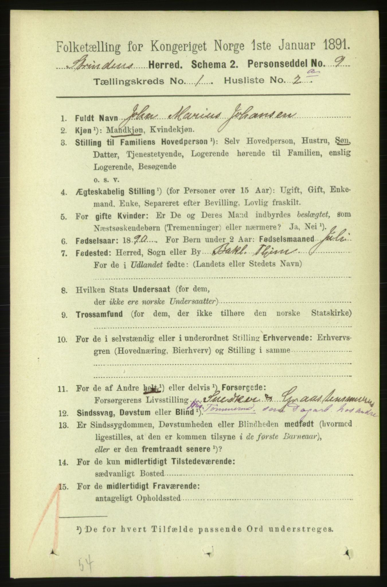 RA, 1891 census for 1660 Strinda, 1891, p. 120