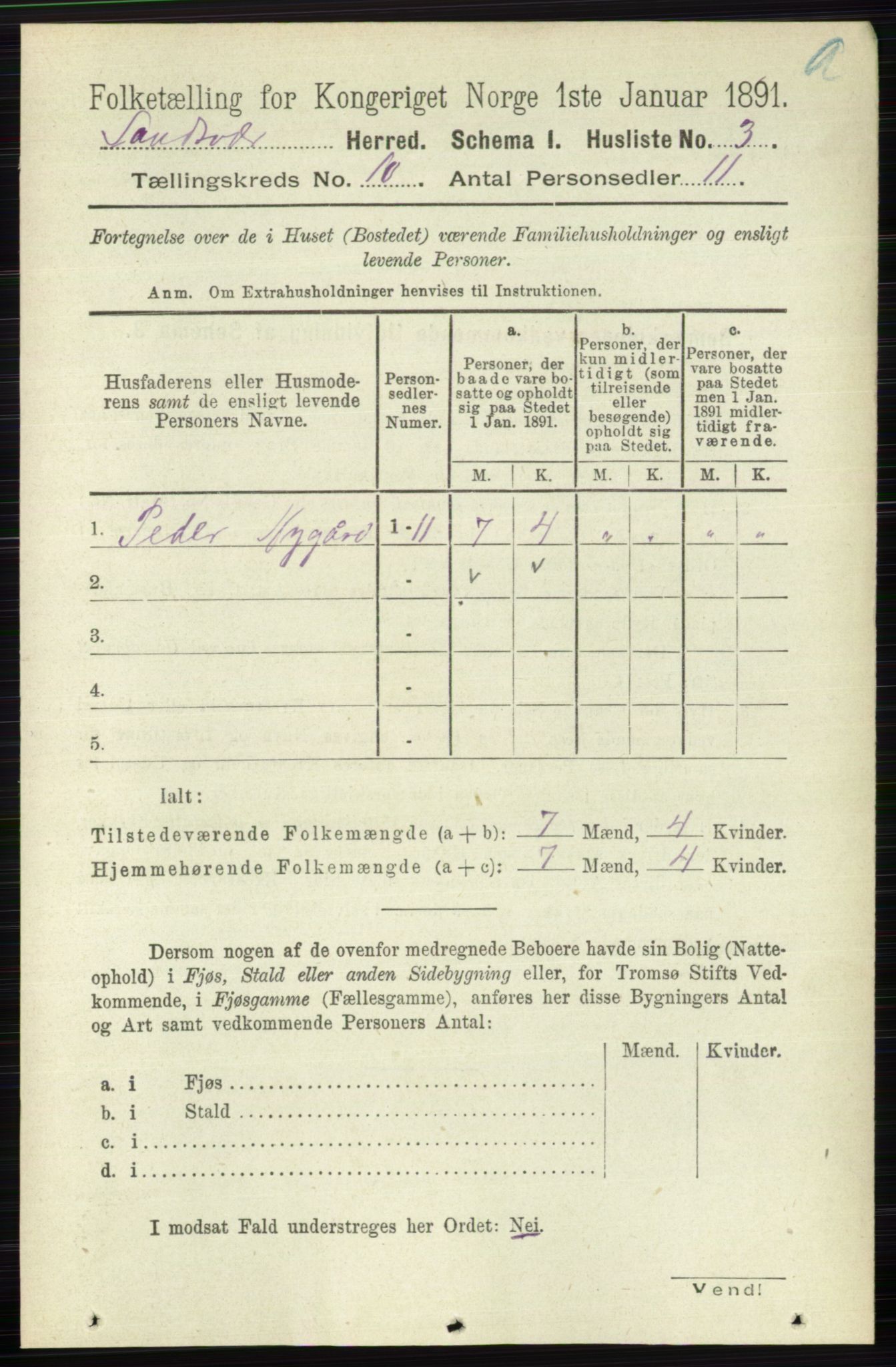 RA, 1891 census for 0629 Sandsvær, 1891, p. 4837