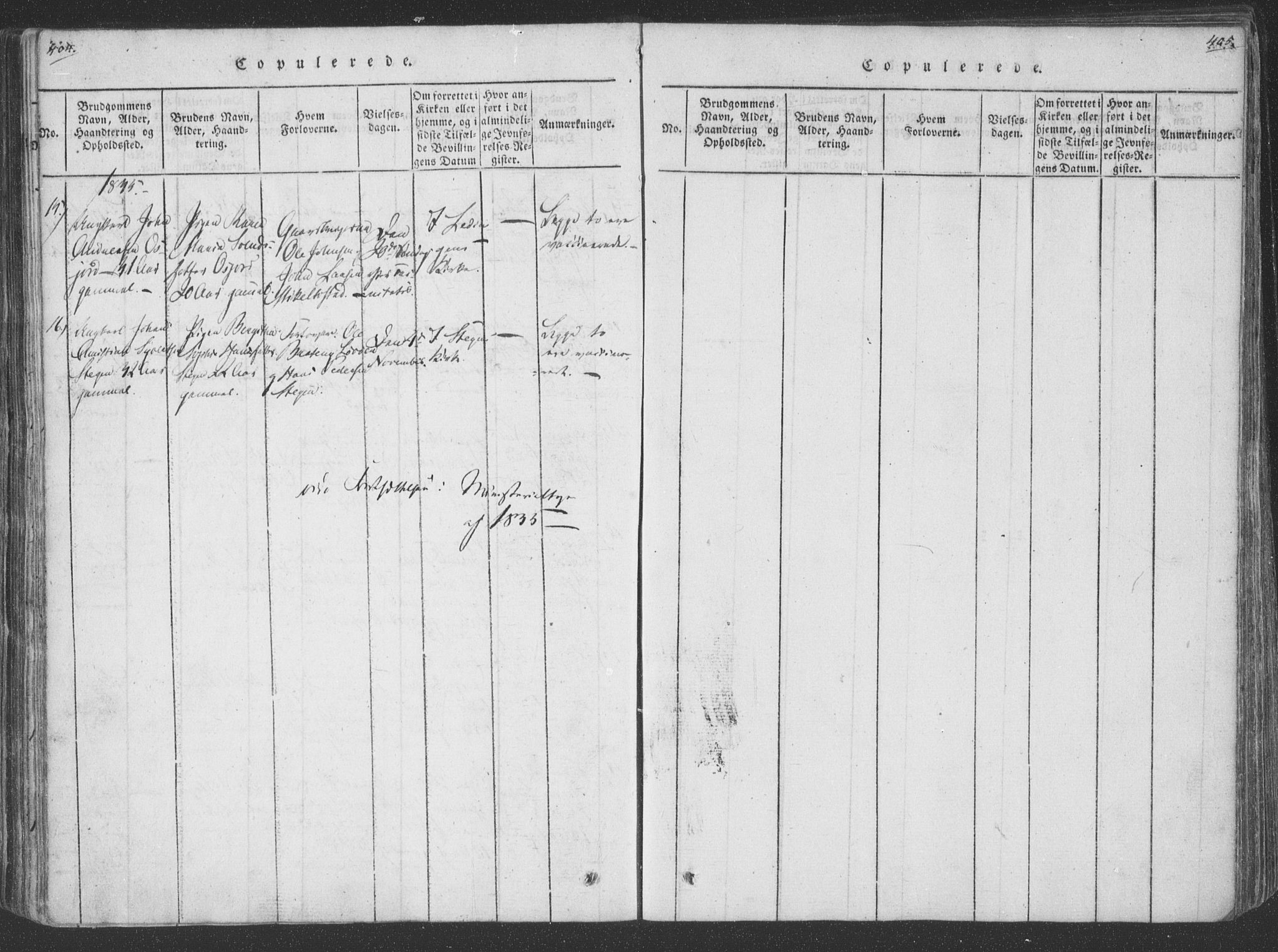 Ministerialprotokoller, klokkerbøker og fødselsregistre - Nordland, AV/SAT-A-1459/855/L0798: Parish register (official) no. 855A06, 1821-1835, p. 404-405