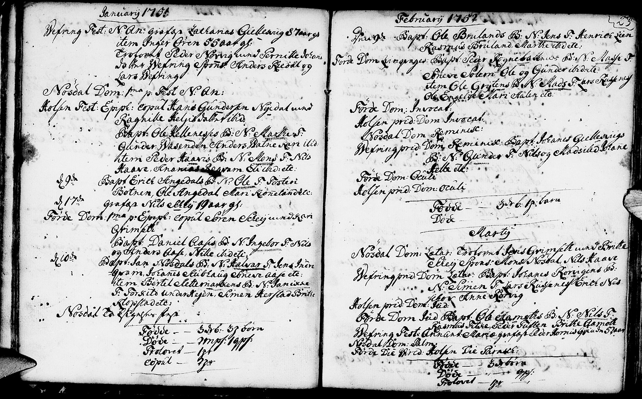 Førde sokneprestembete, SAB/A-79901/H/Haa/Haaa/L0003: Parish register (official) no. A 3, 1749-1764, p. 23