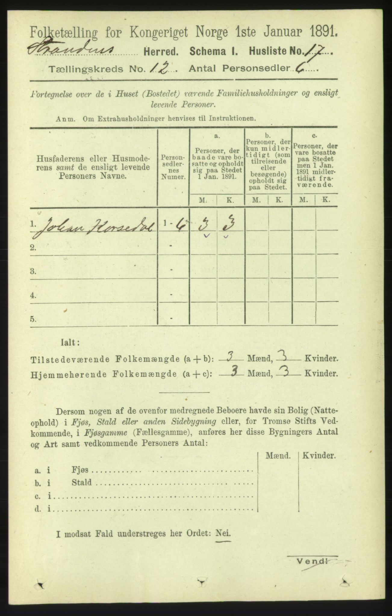 RA, 1891 census for 1525 Stranda, 1891, p. 2582