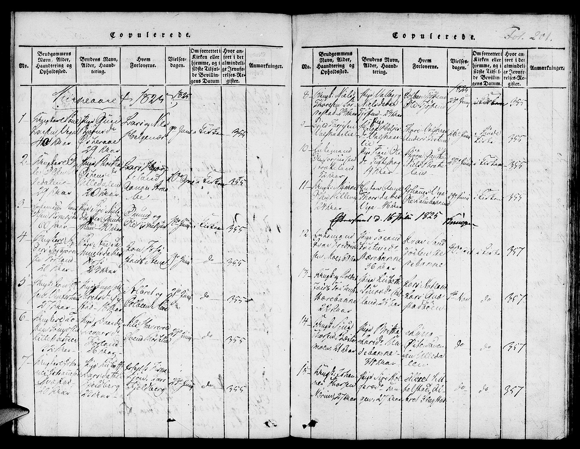 Suldal sokneprestkontor, AV/SAST-A-101845/01/IV/L0006: Parish register (official) no. A 6, 1816-1836, p. 201