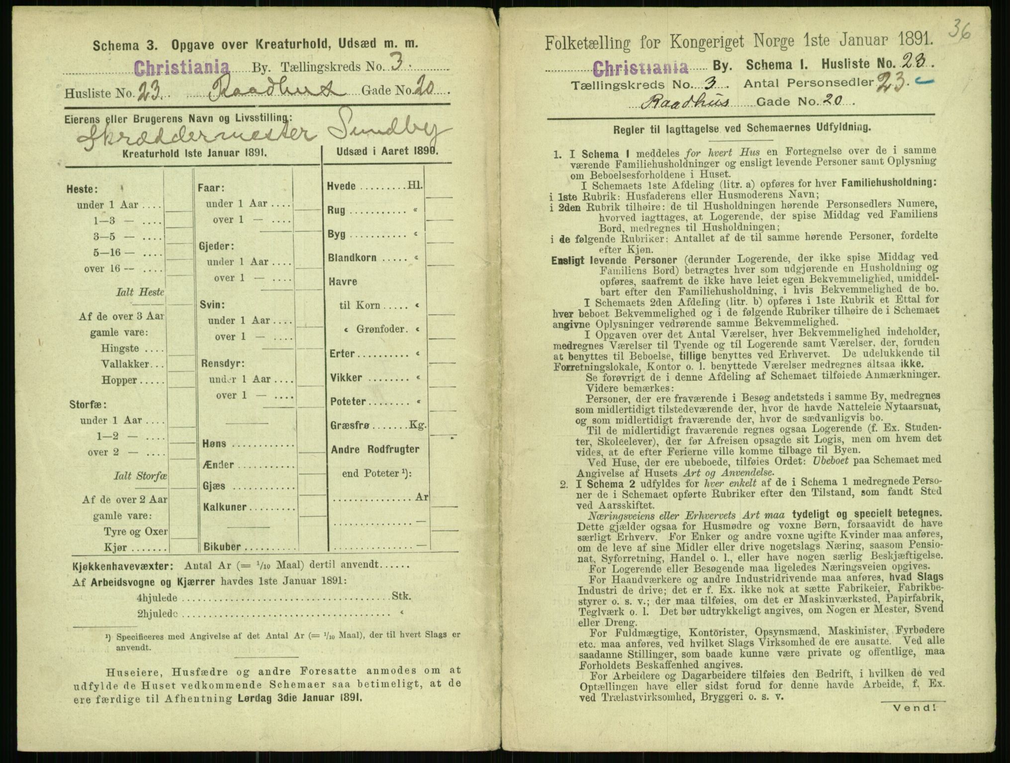 RA, 1891 census for 0301 Kristiania, 1891, p. 1227