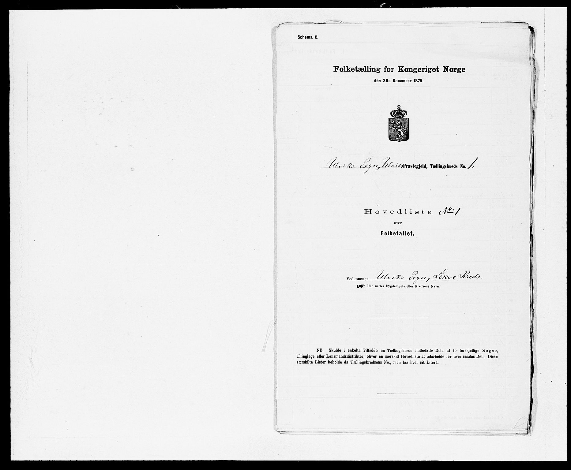 SAB, 1875 census for 1233P Ulvik, 1875, p. 2
