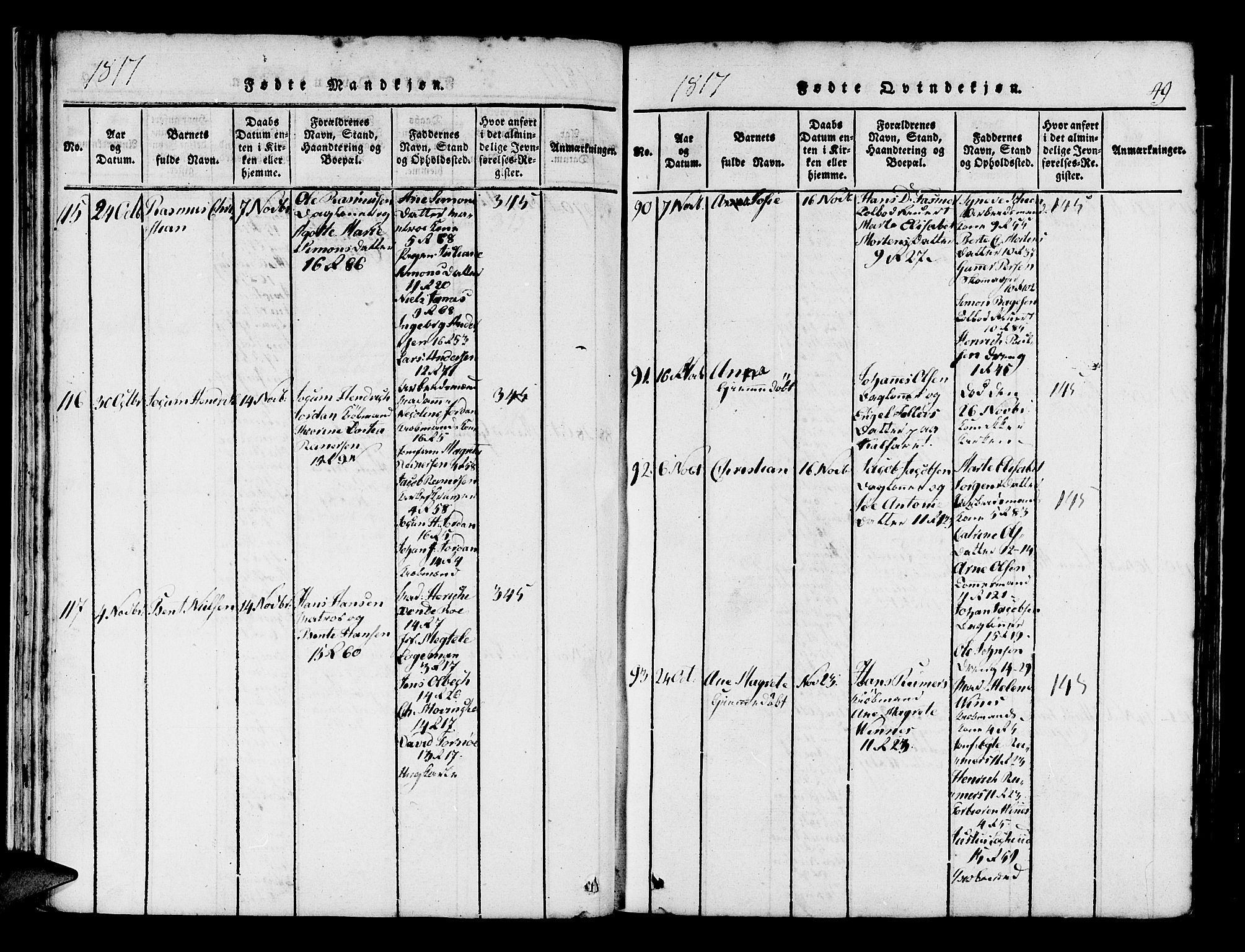 Domkirken sokneprestembete, AV/SAB-A-74801/H/Haa/L0010: Parish register (official) no. A 10, 1816-1821, p. 49