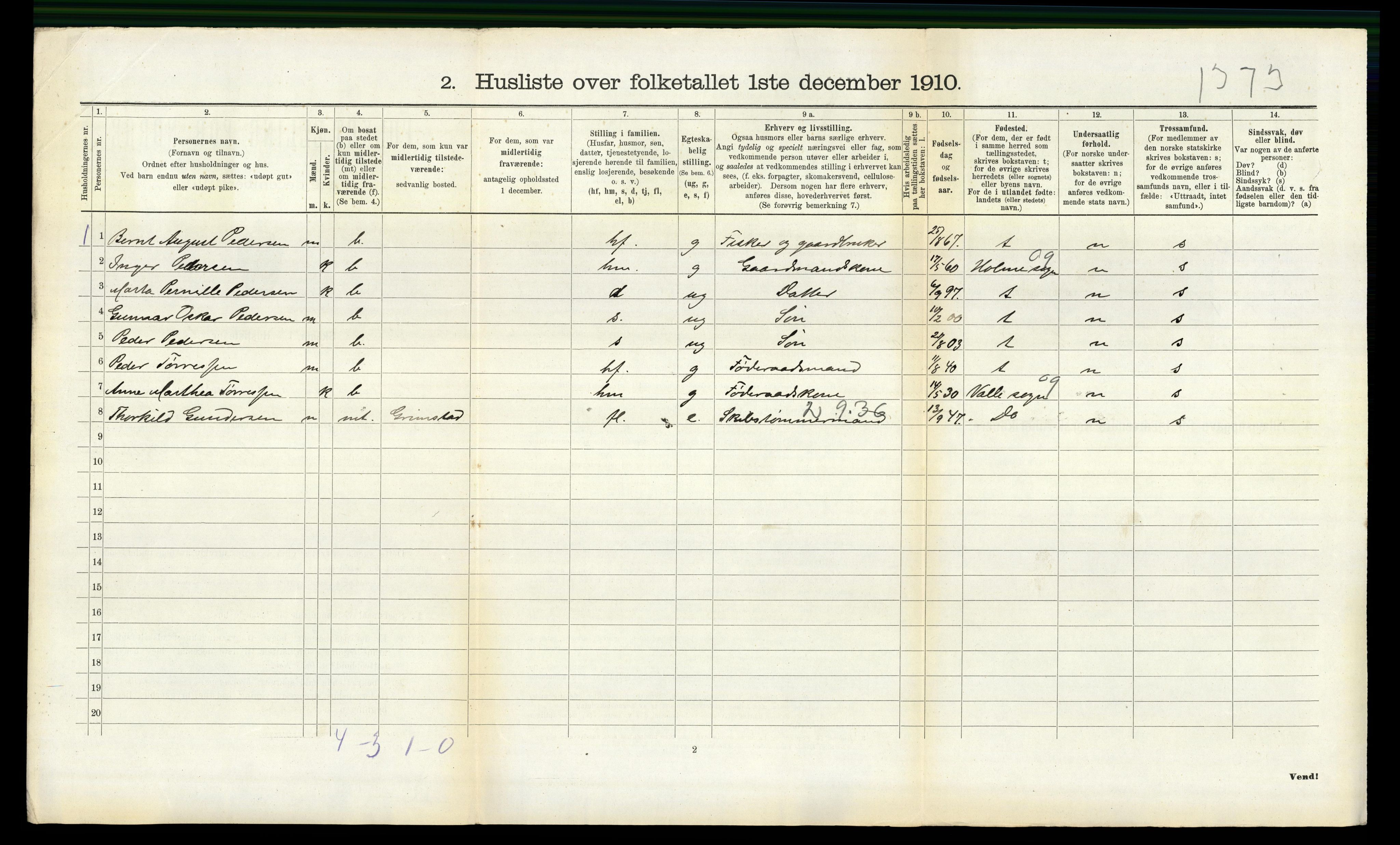 RA, 1910 census for Halse og Harkmark, 1910, p. 1107