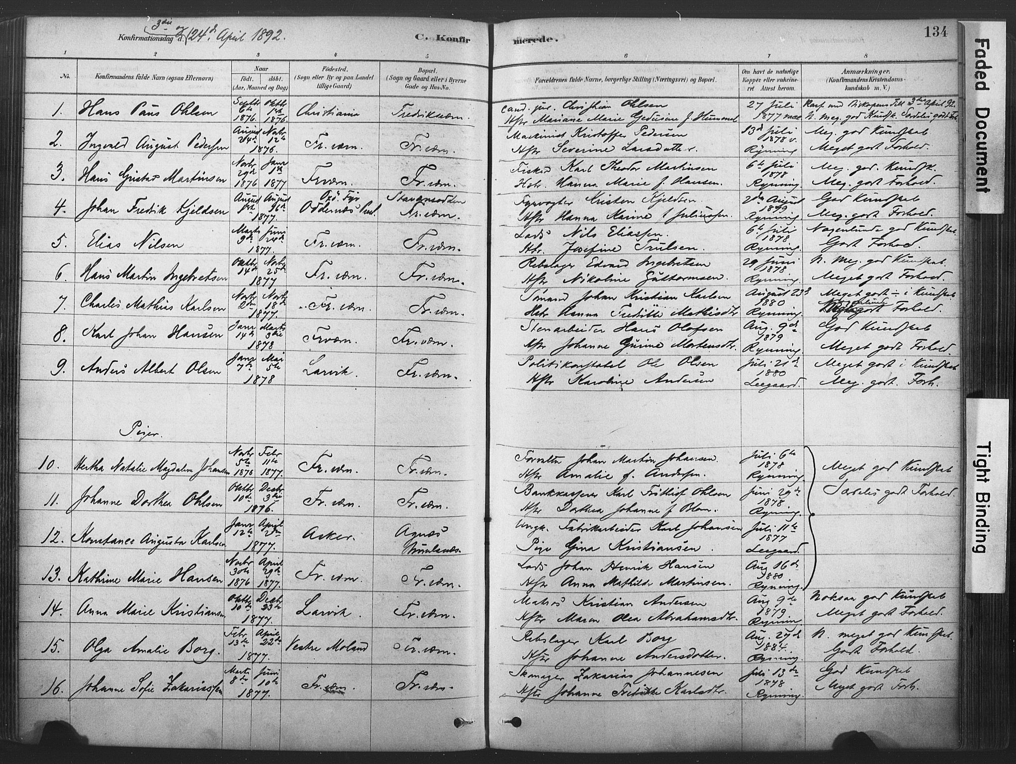 Stavern kirkebøker, AV/SAKO-A-318/F/Fa/L0008: Parish register (official) no. 8, 1878-1905, p. 134