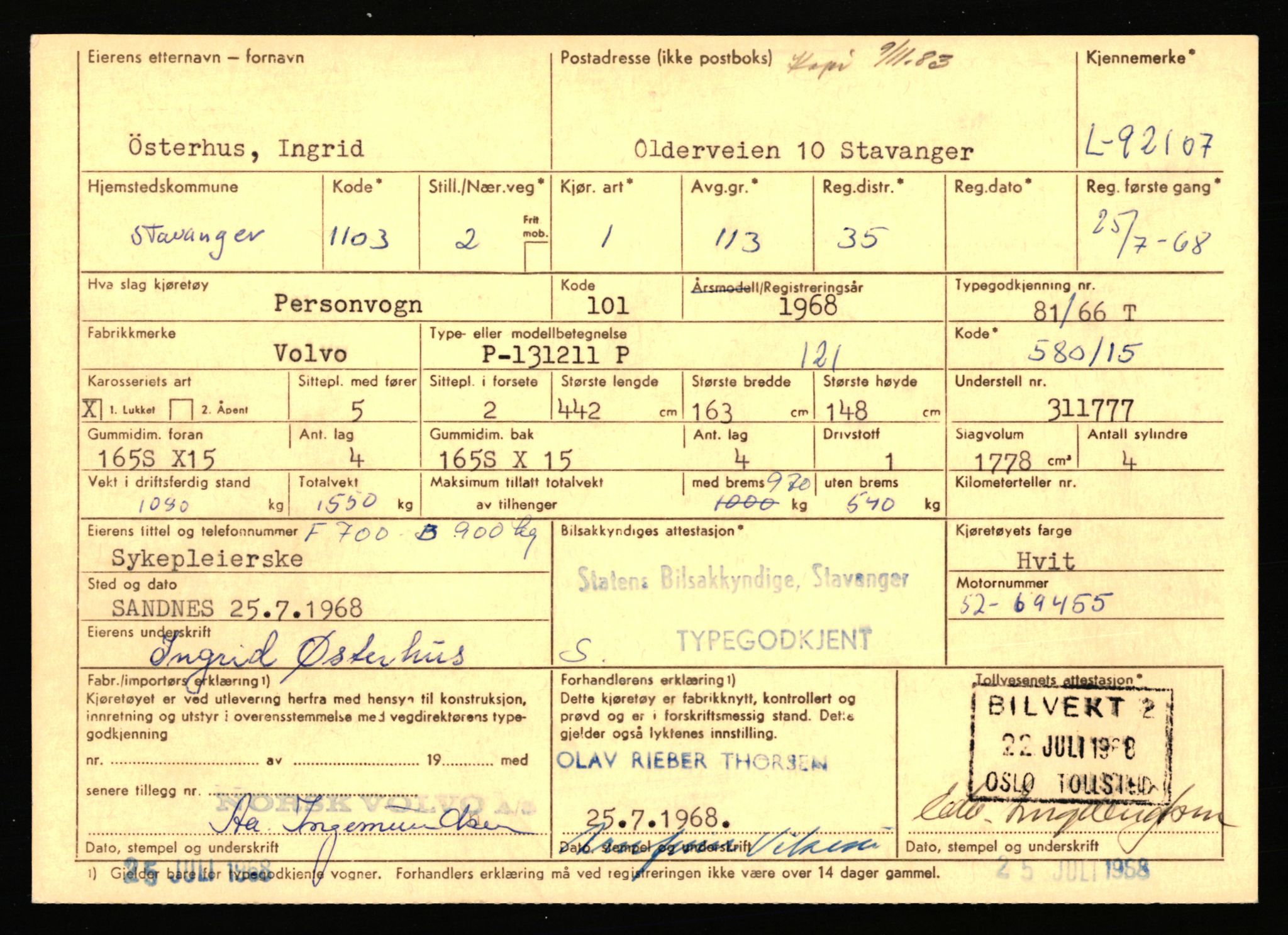 Stavanger trafikkstasjon, AV/SAST-A-101942/0/F/L0075: L-88800 - L-92499, 1930-1971, p. 2156