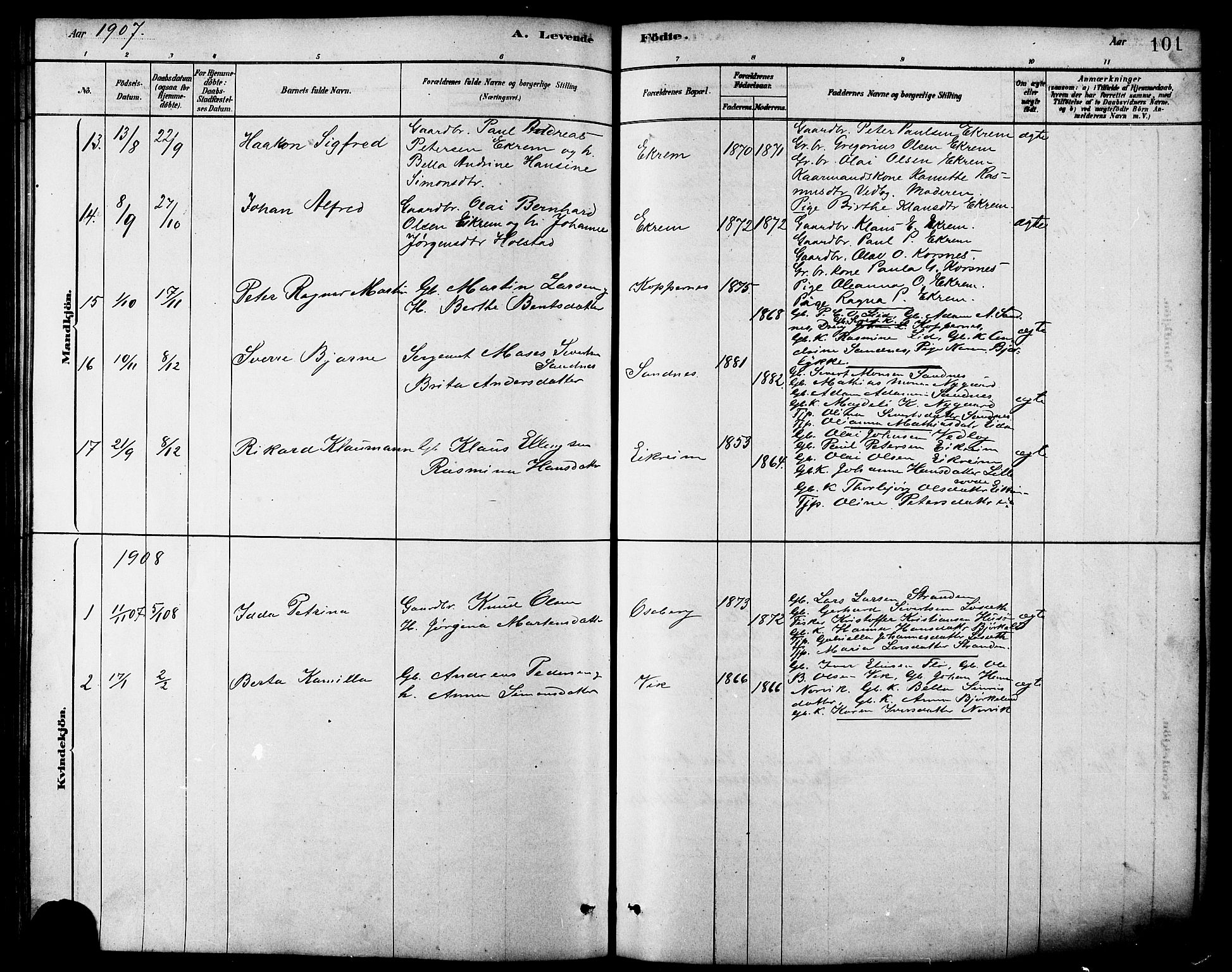 Ministerialprotokoller, klokkerbøker og fødselsregistre - Møre og Romsdal, AV/SAT-A-1454/502/L0027: Parish register (copy) no. 502C01, 1878-1908, p. 101