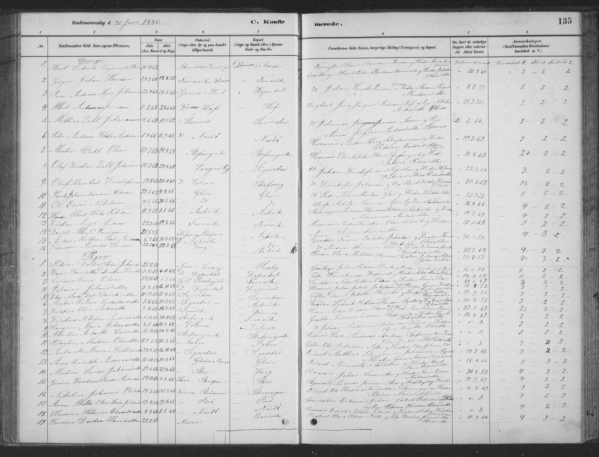 Ministerialprotokoller, klokkerbøker og fødselsregistre - Nordland, AV/SAT-A-1459/835/L0532: Parish register (copy) no. 835C04, 1880-1905, p. 135