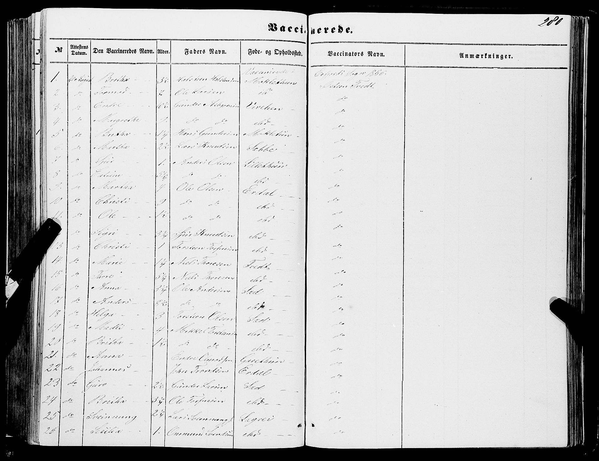 Ulvik sokneprestembete, AV/SAB-A-78801/H/Haa: Parish register (official) no. A 13, 1853-1863, p. 280