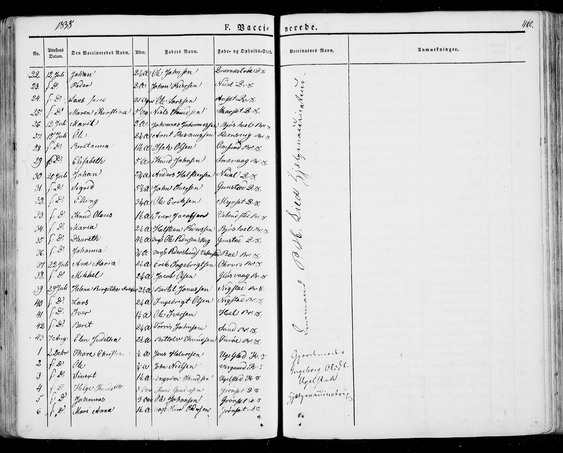 Ministerialprotokoller, klokkerbøker og fødselsregistre - Møre og Romsdal, AV/SAT-A-1454/568/L0803: Parish register (official) no. 568A10, 1830-1853, p. 460