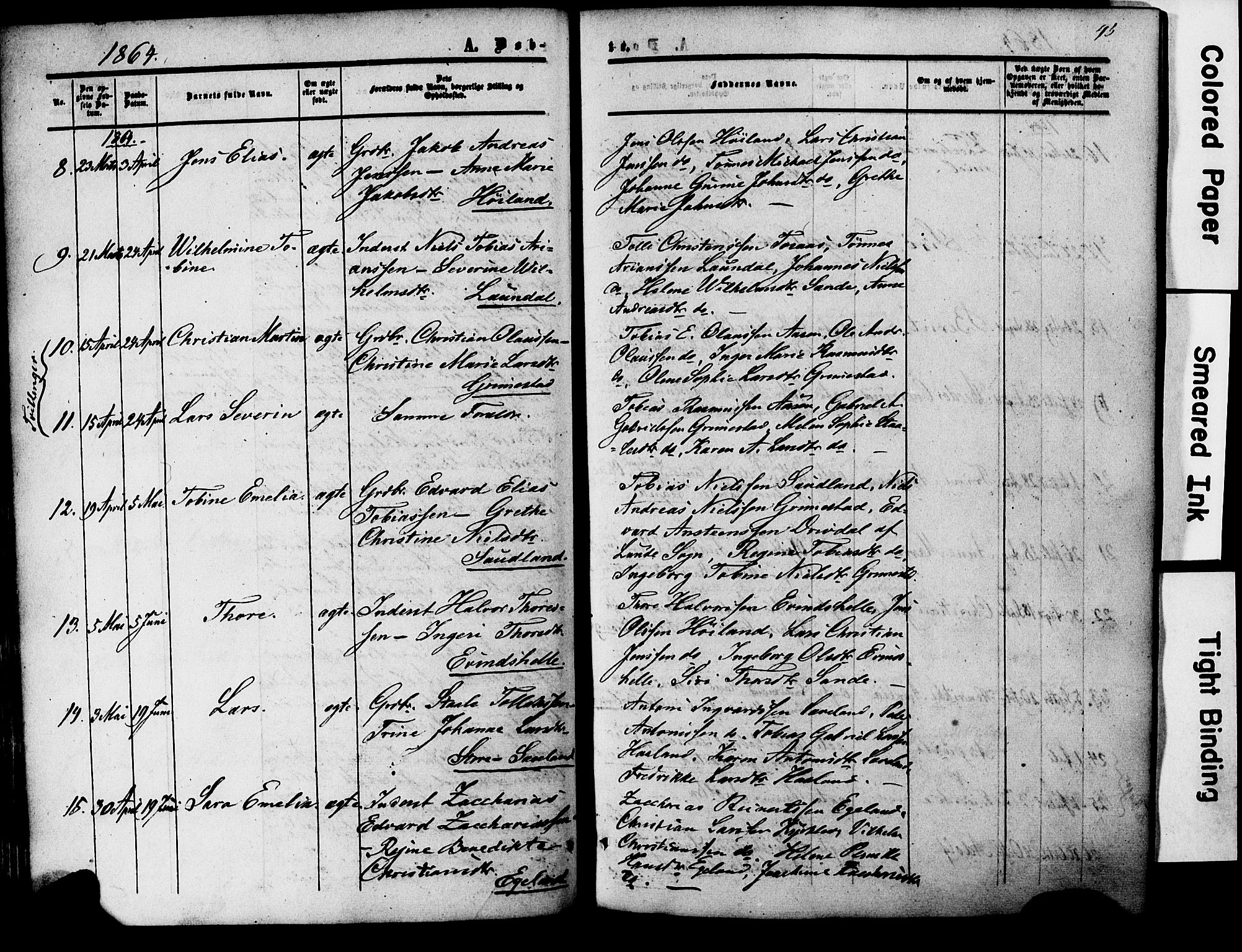 Herad sokneprestkontor, AV/SAK-1111-0018/F/Fa/Faa/L0005: Parish register (official) no. A 5, 1853-1886, p. 45