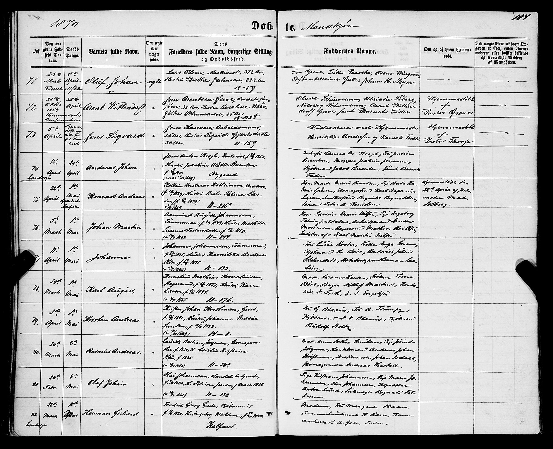 Domkirken sokneprestembete, AV/SAB-A-74801/H/Haa/L0021: Parish register (official) no. B 4, 1859-1871, p. 184