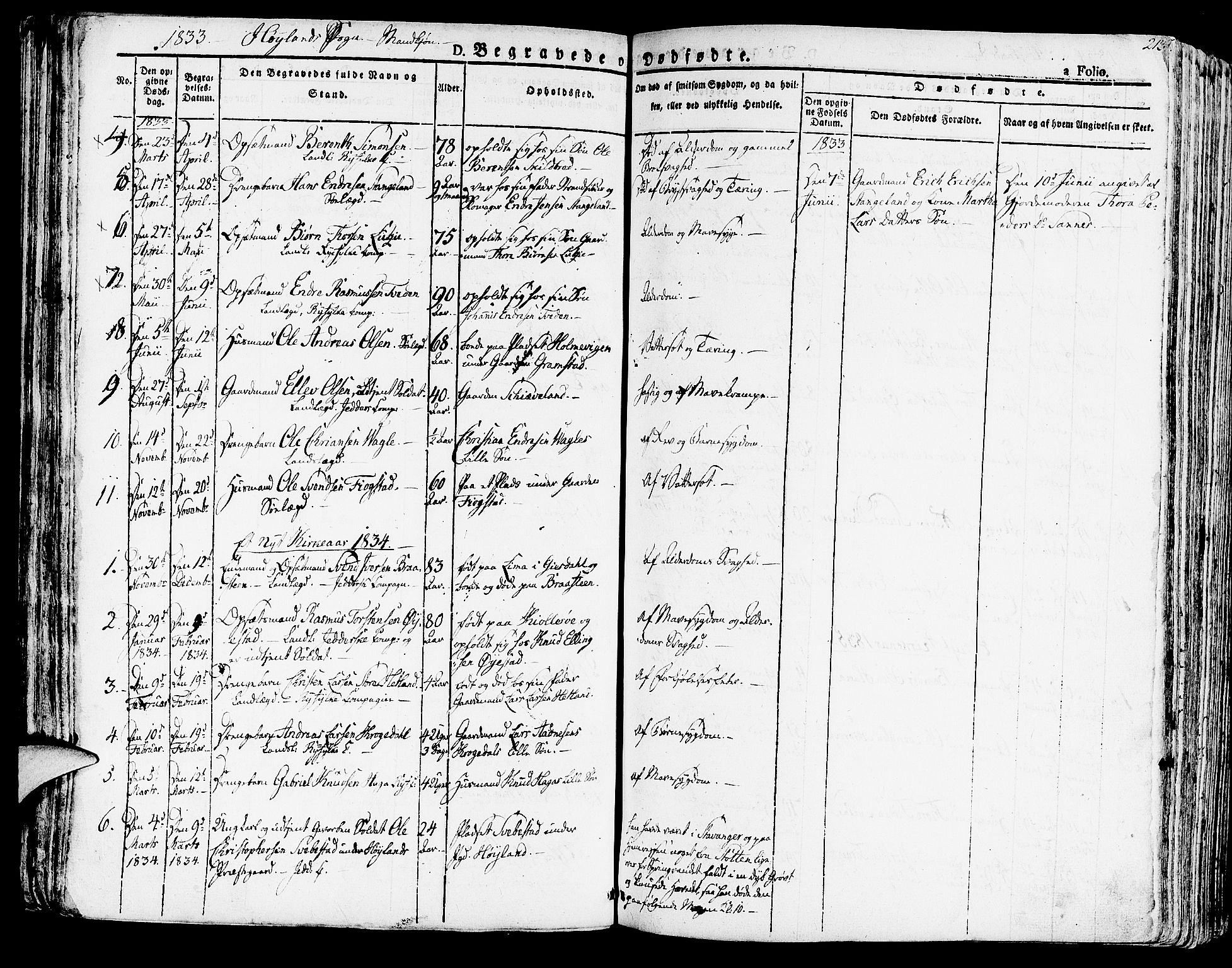 Høyland sokneprestkontor, SAST/A-101799/001/30BA/L0007: Parish register (official) no. A 7 /1, 1825-1841, p. 213
