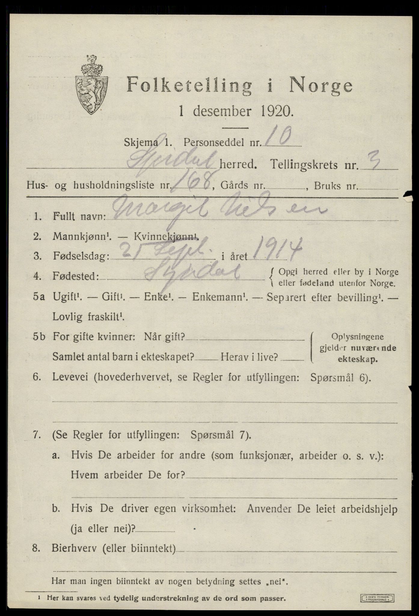 SAT, 1920 census for Stjørdal, 1920, p. 4544