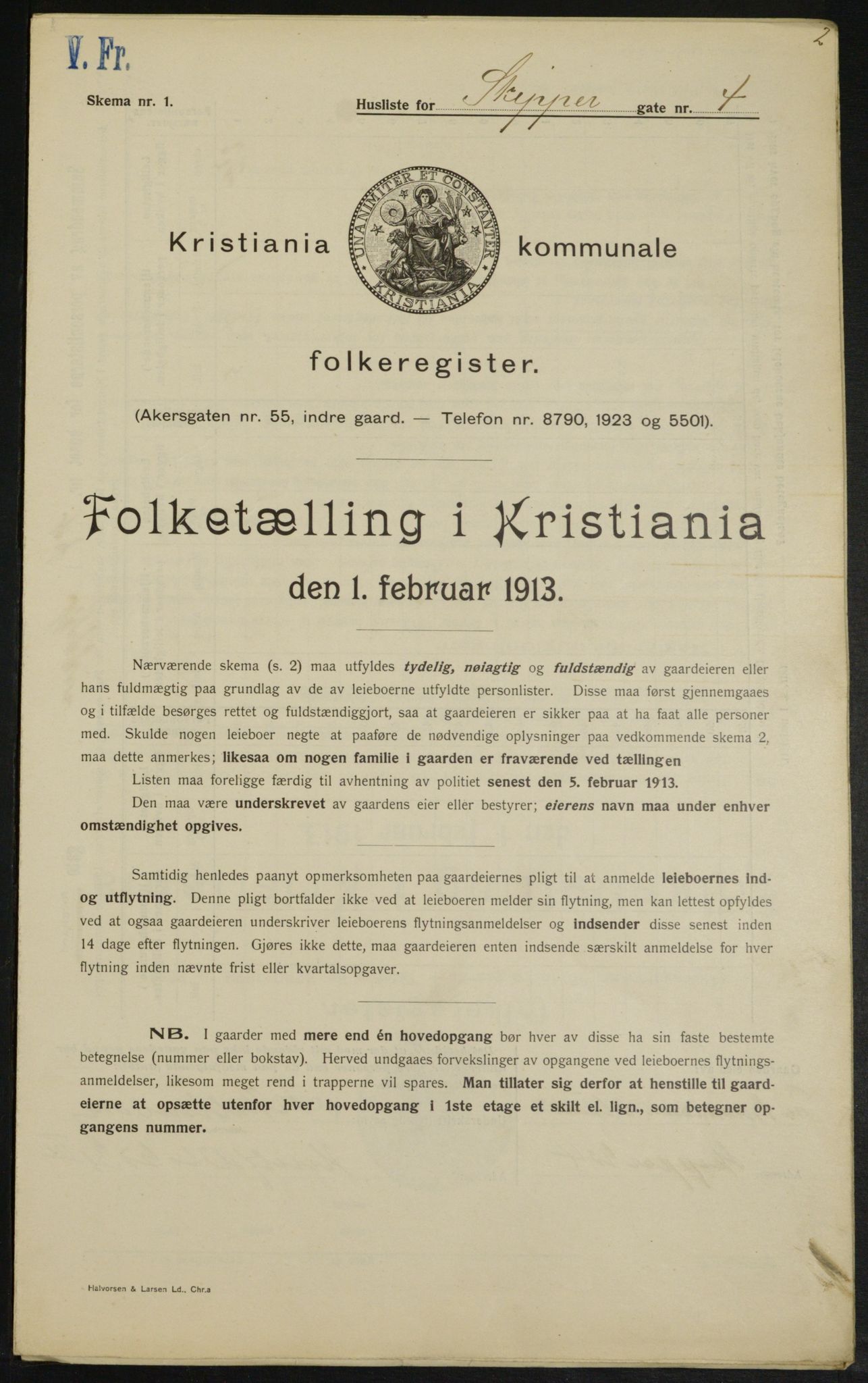 OBA, Municipal Census 1913 for Kristiania, 1913, p. 95484