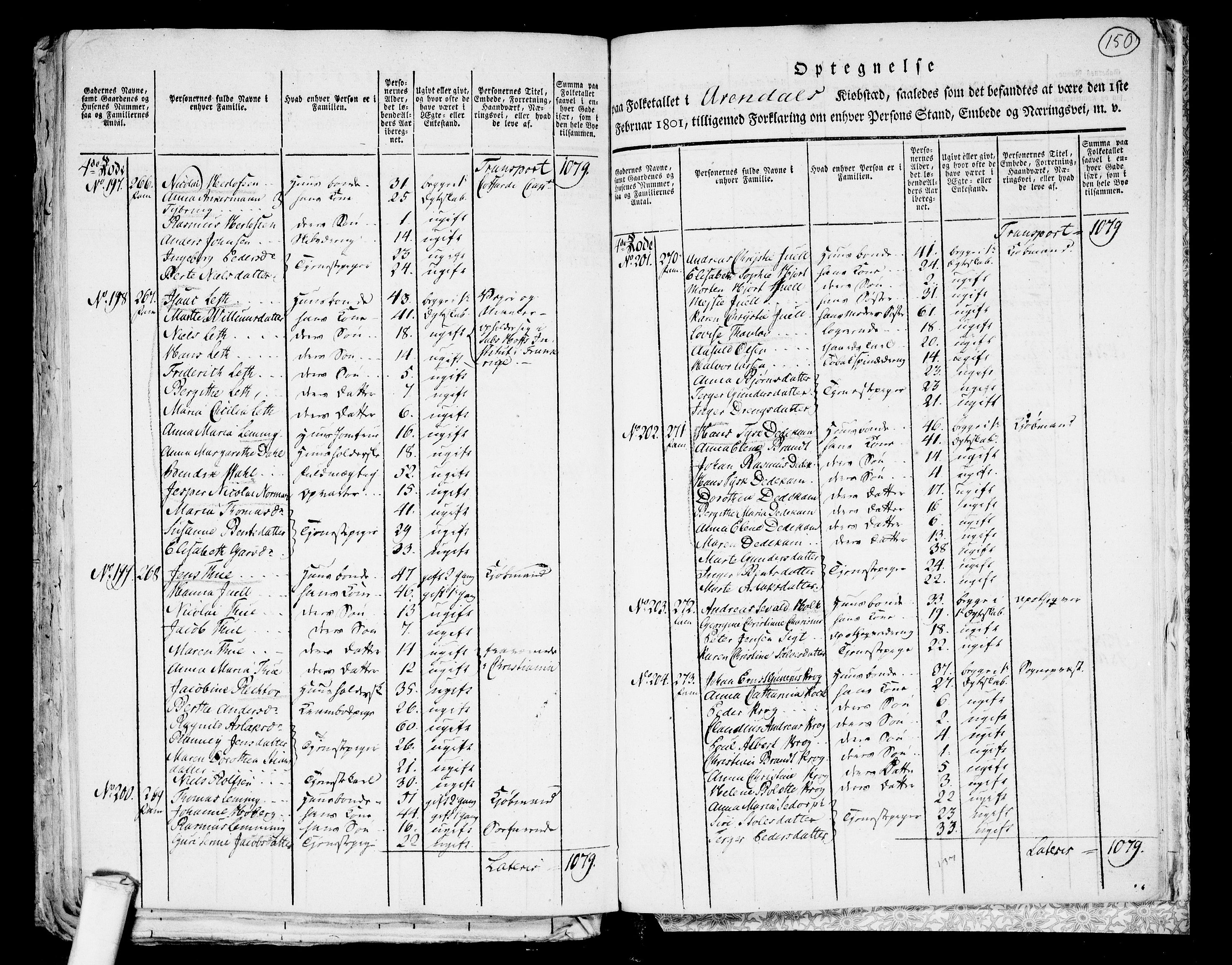 RA, 1801 census for 0903P Arendal, 1801, p. 149b-150a