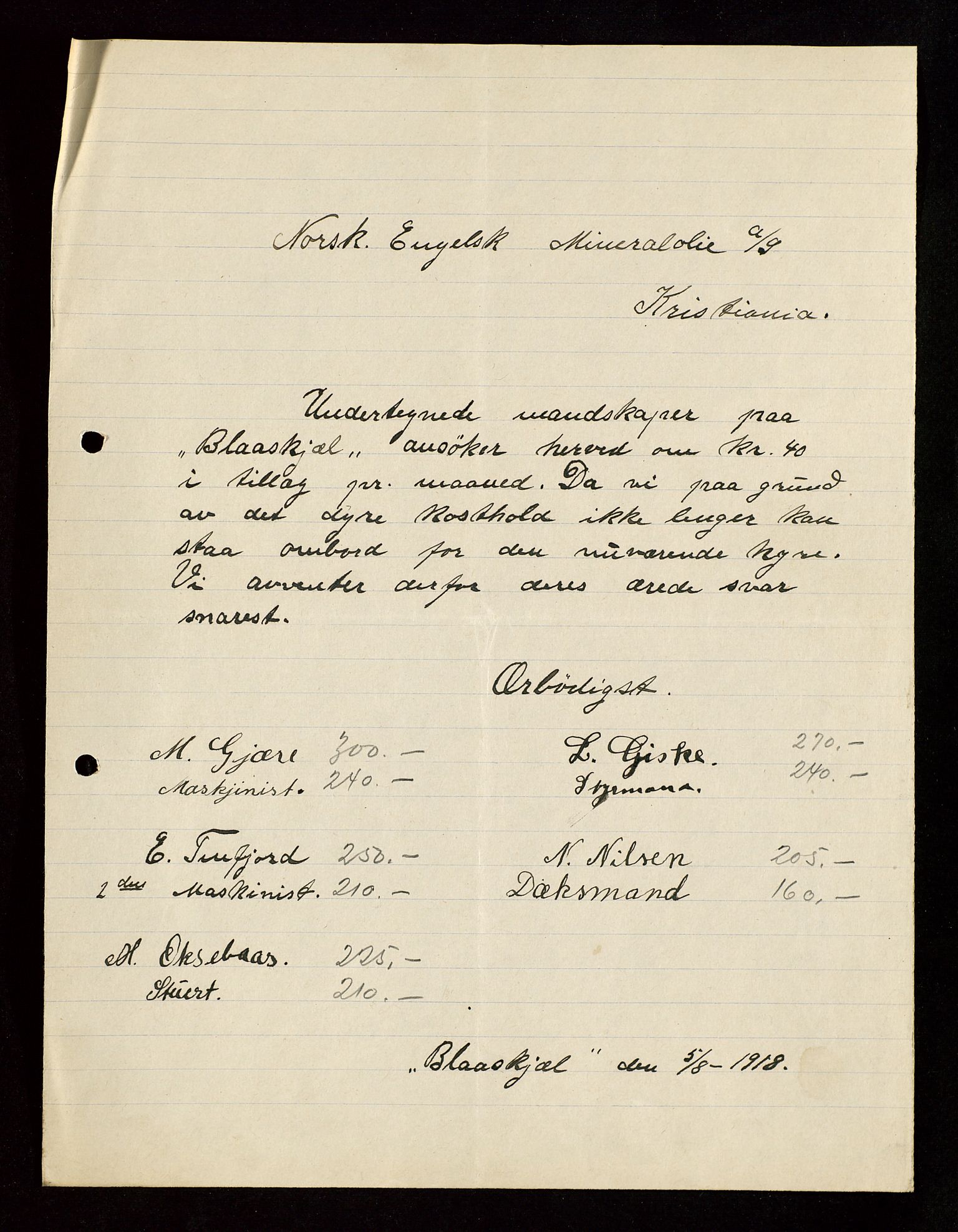 Pa 1521 - A/S Norske Shell, AV/SAST-A-101915/E/Ea/Eaa/L0003: Sjefskorrespondanse, 1918, p. 118