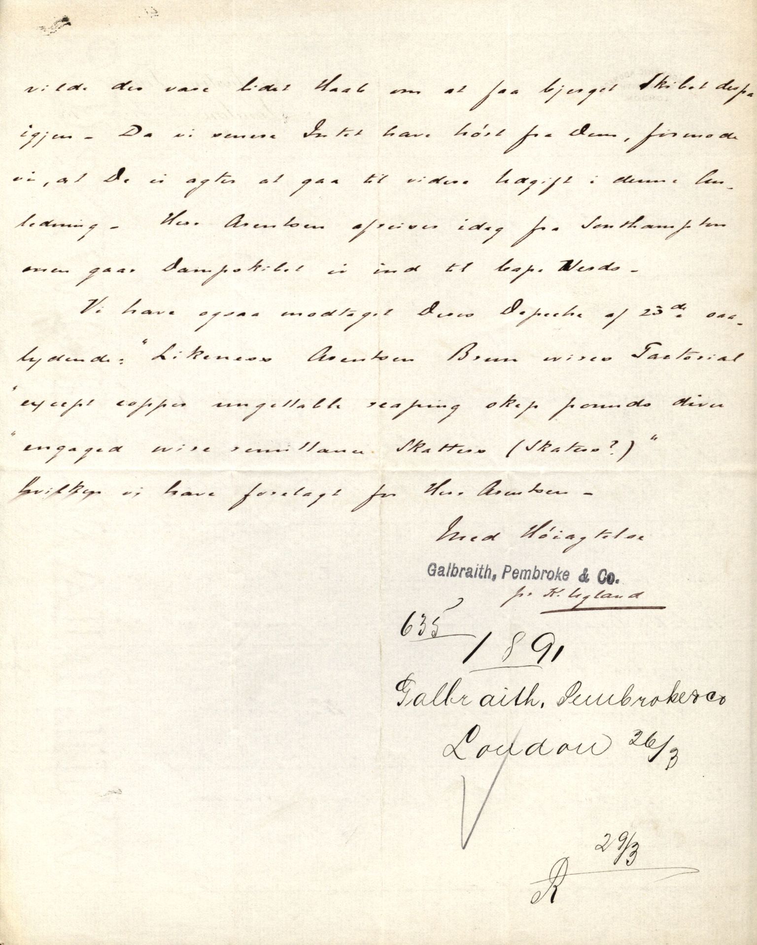 Pa 63 - Østlandske skibsassuranceforening, VEMU/A-1079/G/Ga/L0027/0011: Havaridokumenter / Louise, Lucie, Falcon, Ingeborg av Laurvig, Imperator, 1891, p. 46