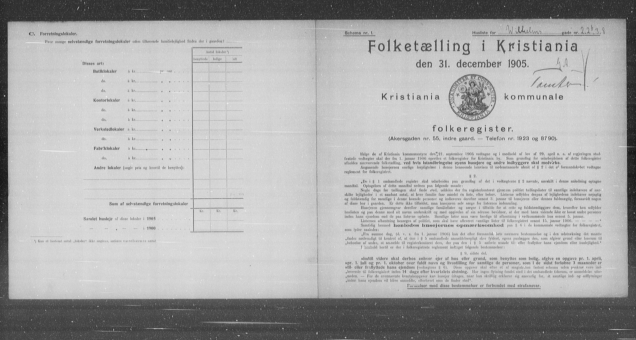 OBA, Municipal Census 1905 for Kristiania, 1905, p. 67423